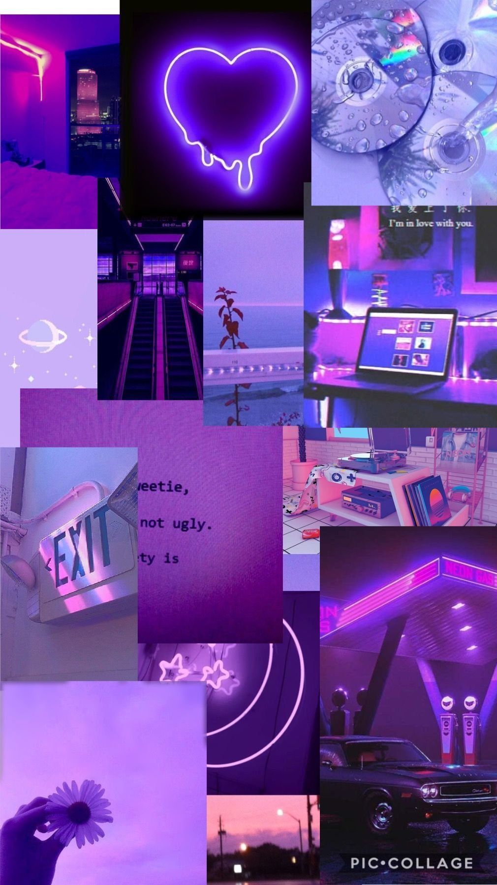 Aesthetic purple background for phone or desktop. - Collage