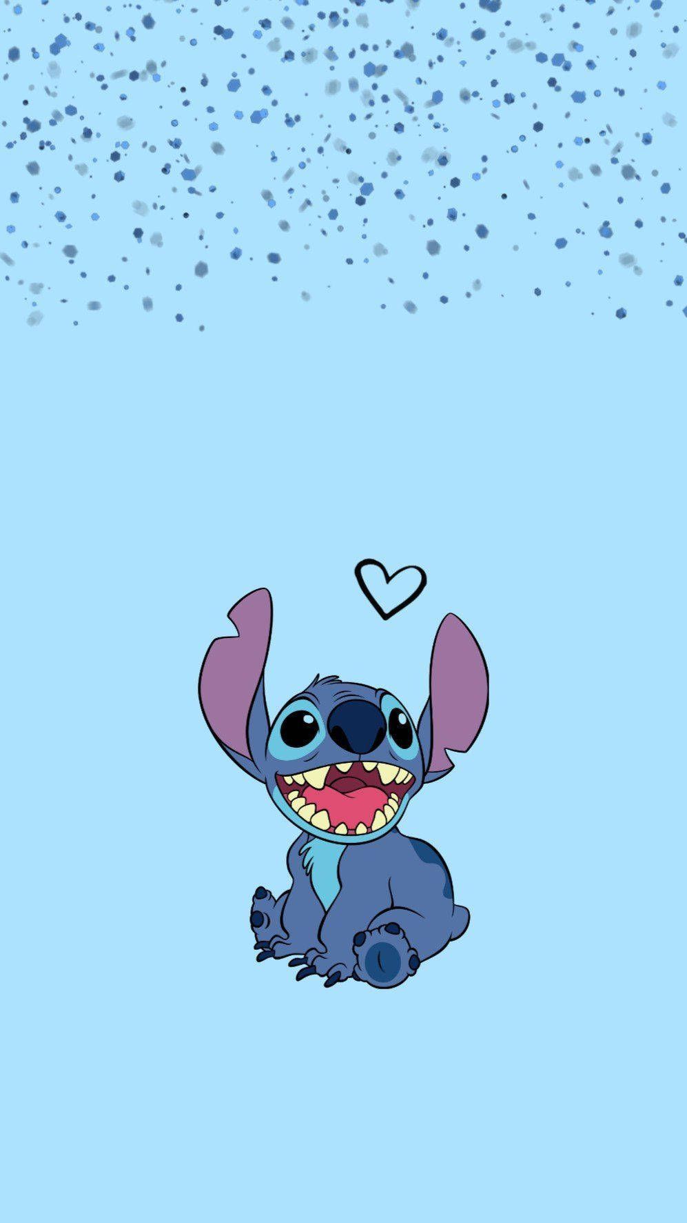 Download Cute Aesthetic Stitch Black Heart Stencil Wallpaper