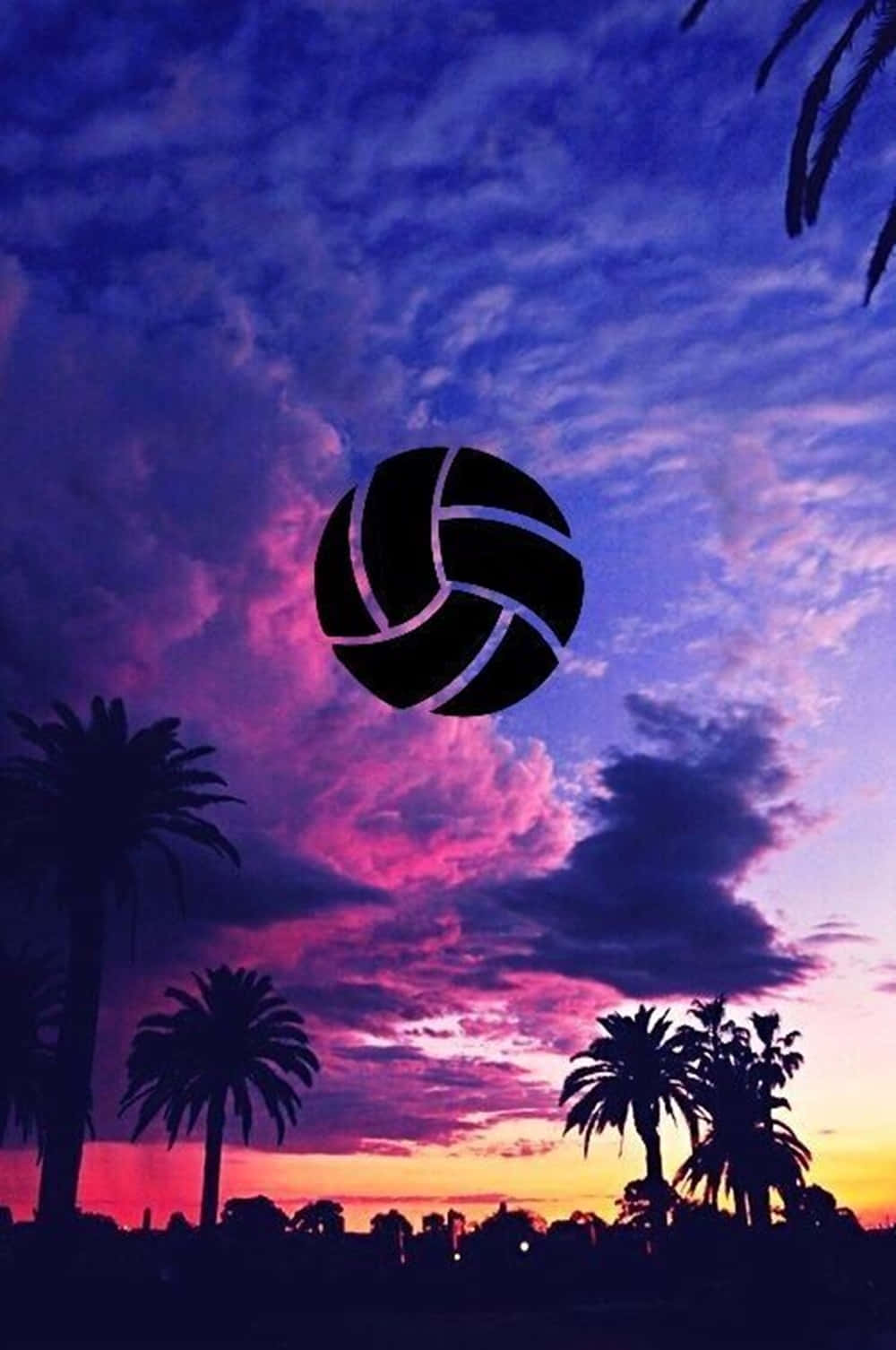 Volleyball logo on purple blue sky wallpaper. - Volleyball