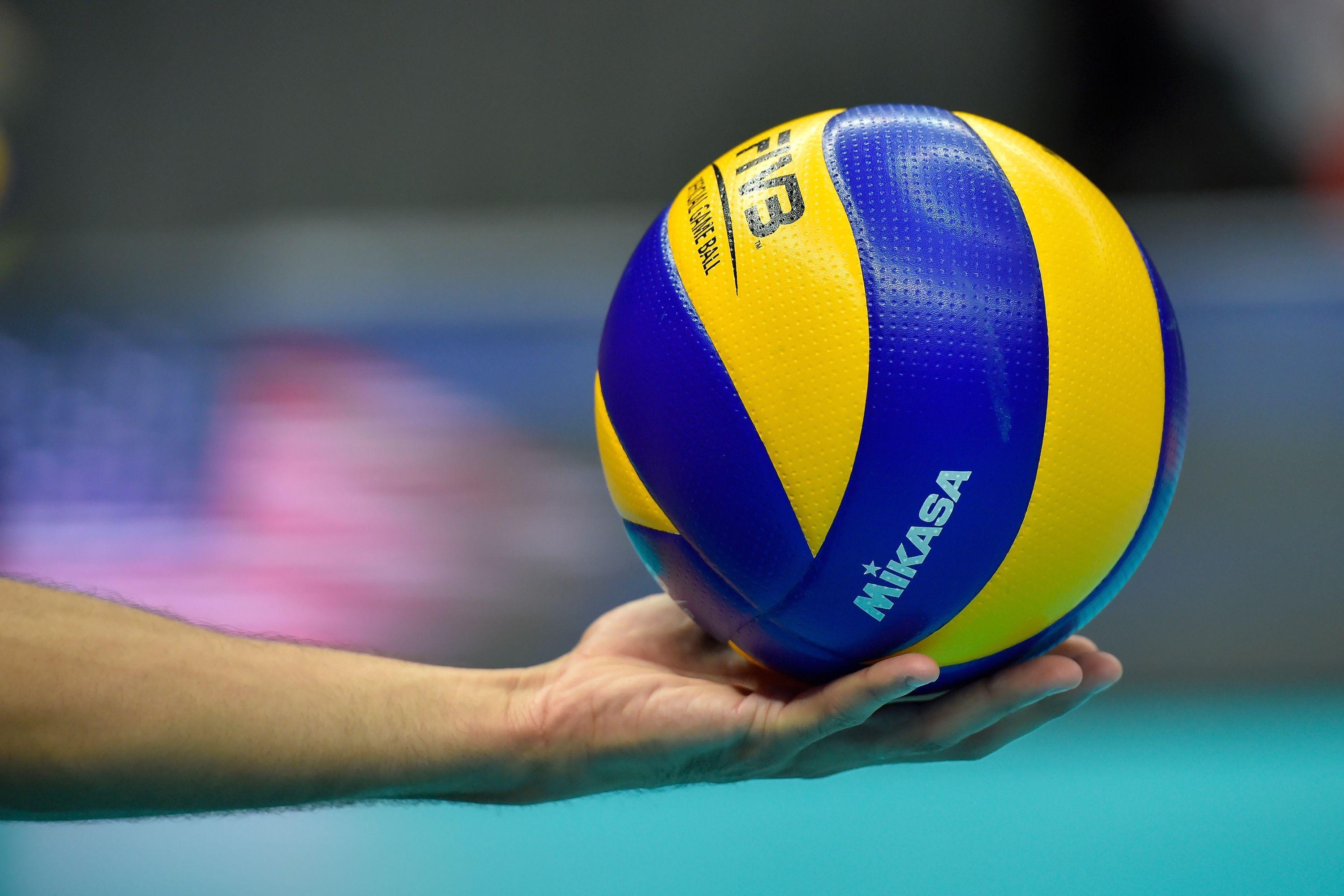 A person holding a volleyball in their hand - Volleyball