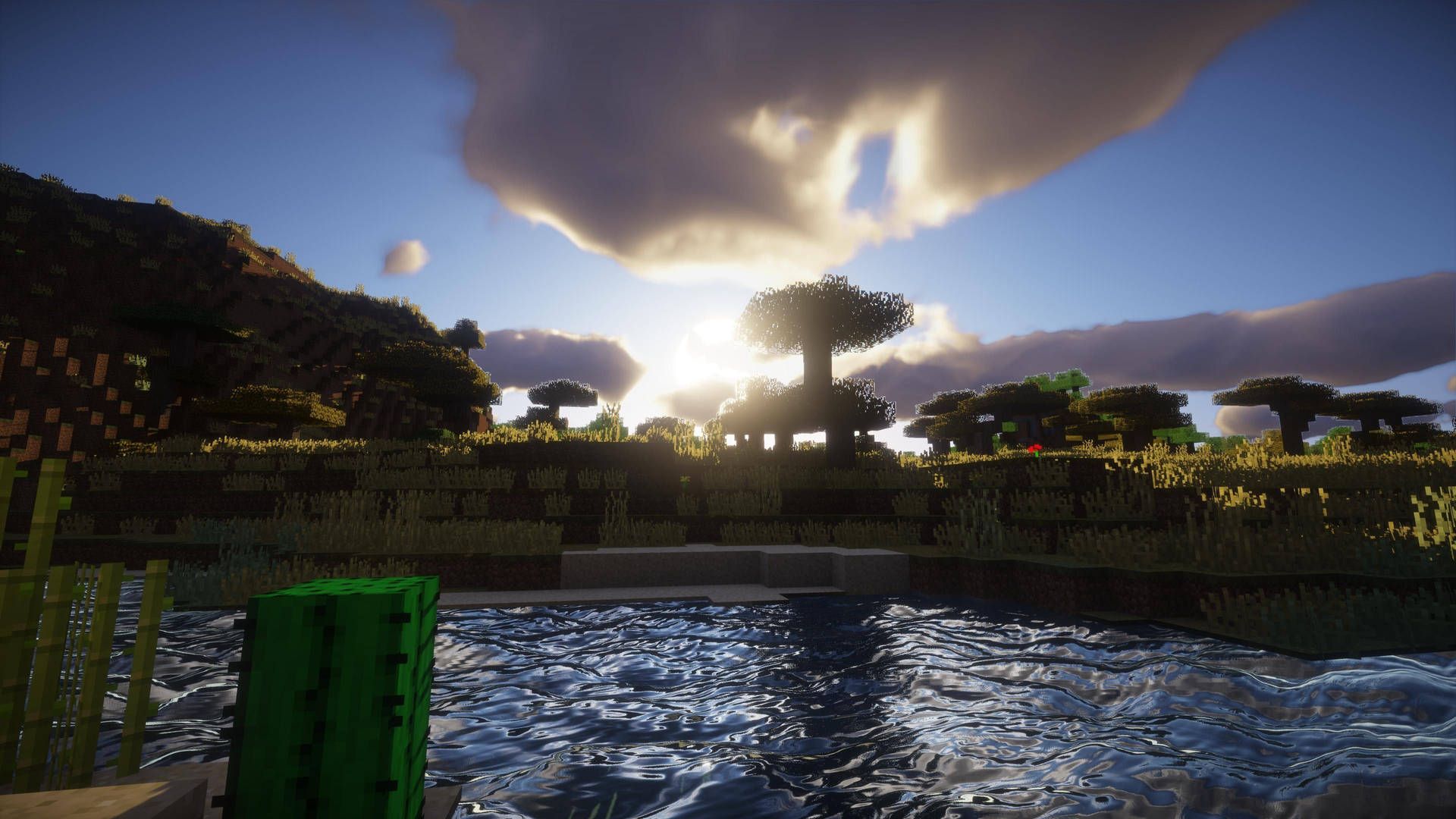 Download Minecraft Aesthetic Lake And Sky Wallpaper