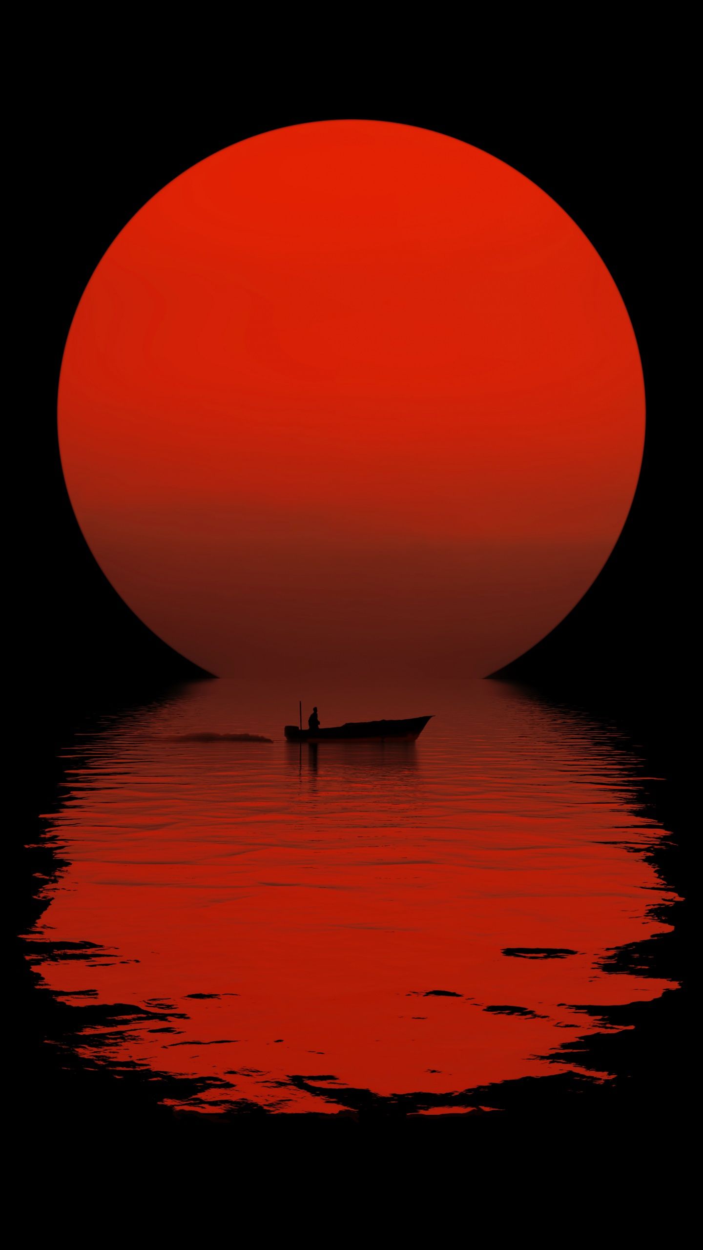 Sun Wallpaper 4K, Boat, Reflection, Night