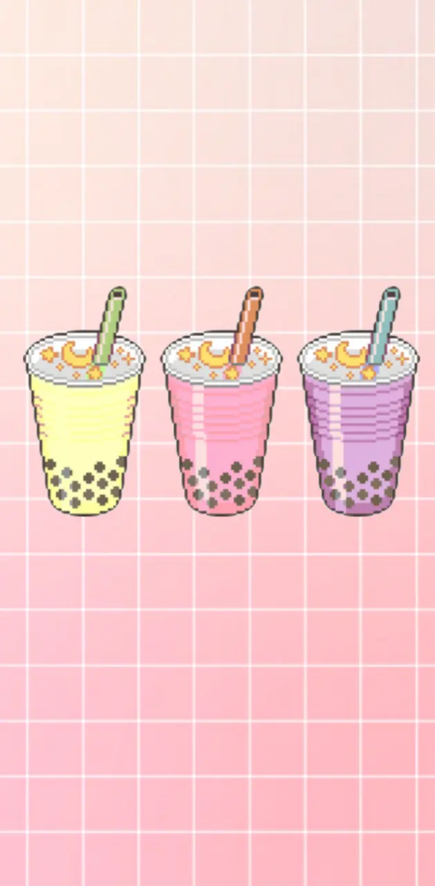 Aesthetic pink background with bubble tea - Boba