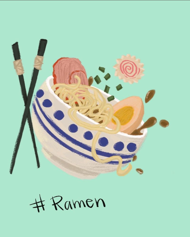 A bowl of ramen with chopsticks on the side. - Ramen