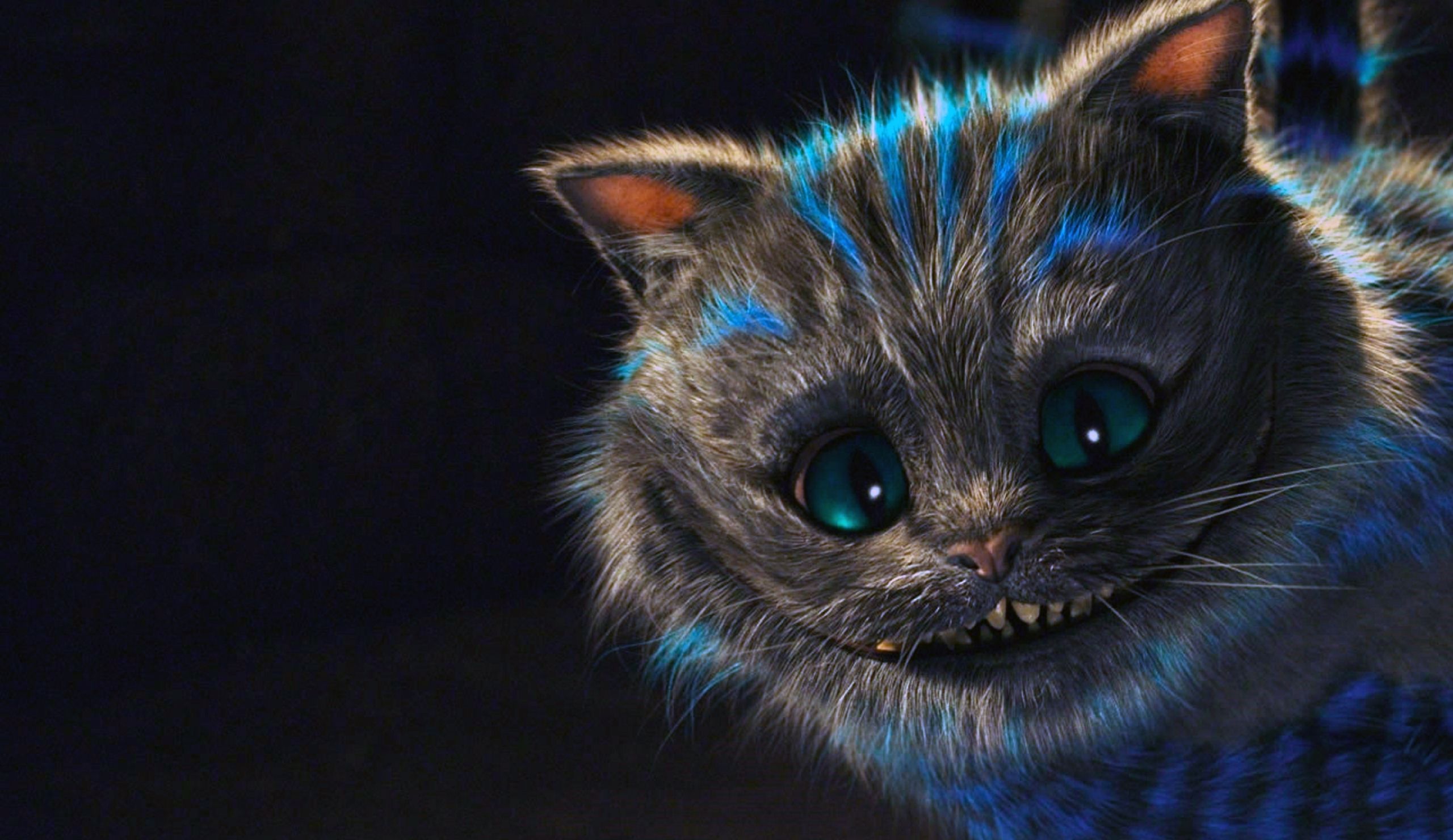 A Cheshire cat with blue fur and glowing eyes - Cat, magic