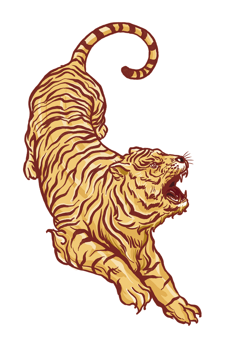 An illustration of a tiger on a green background - Tiger