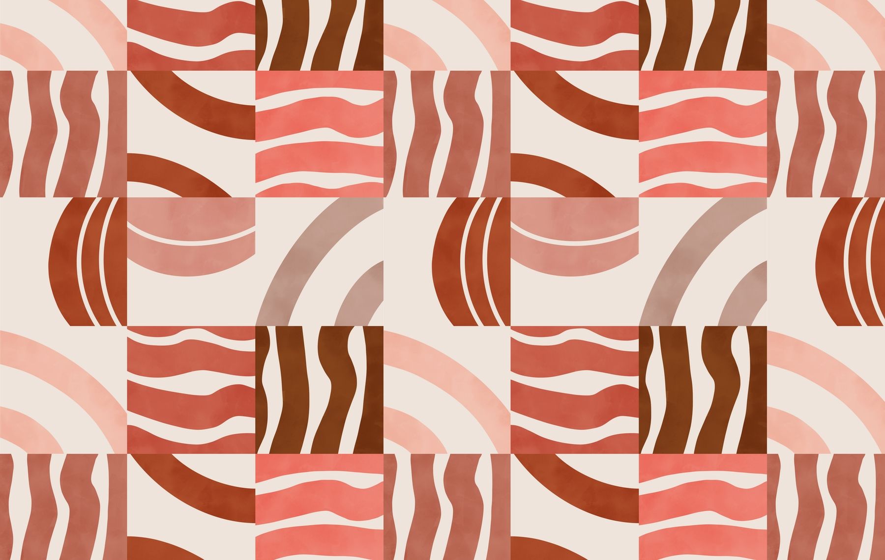 Terracotta Modern Shapes Wallpaper