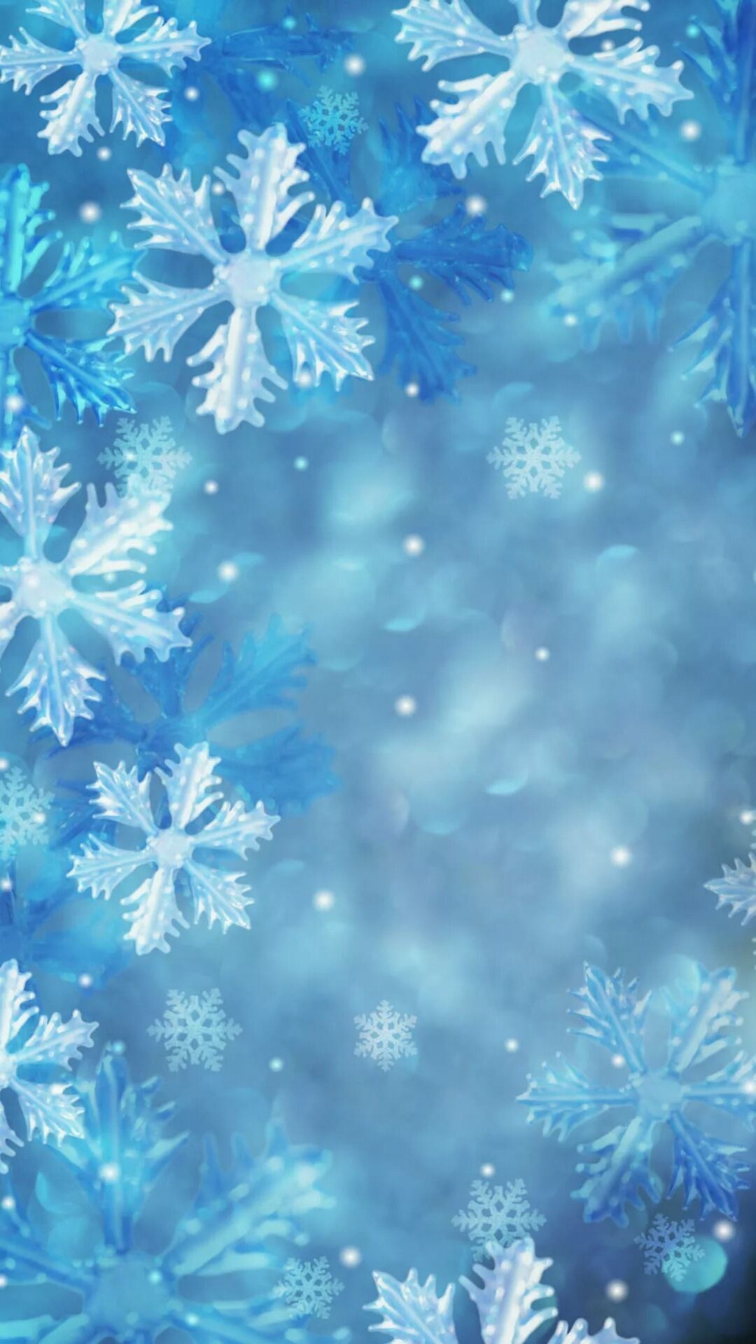Blue and white snowflakes on a blue background - Snowflake