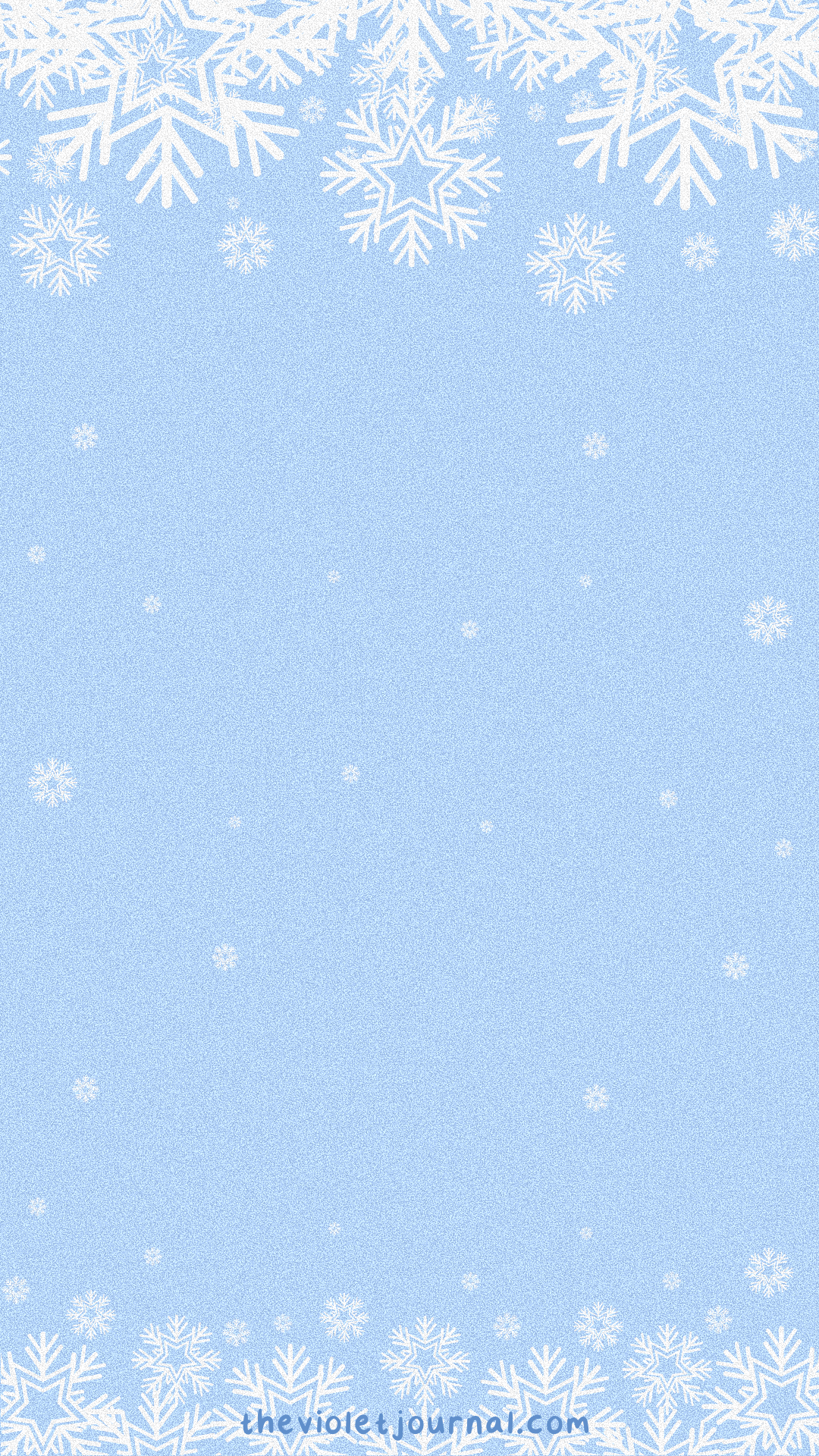 A blue background with white snowflakes as a border at the top and bottom. - Snowflake