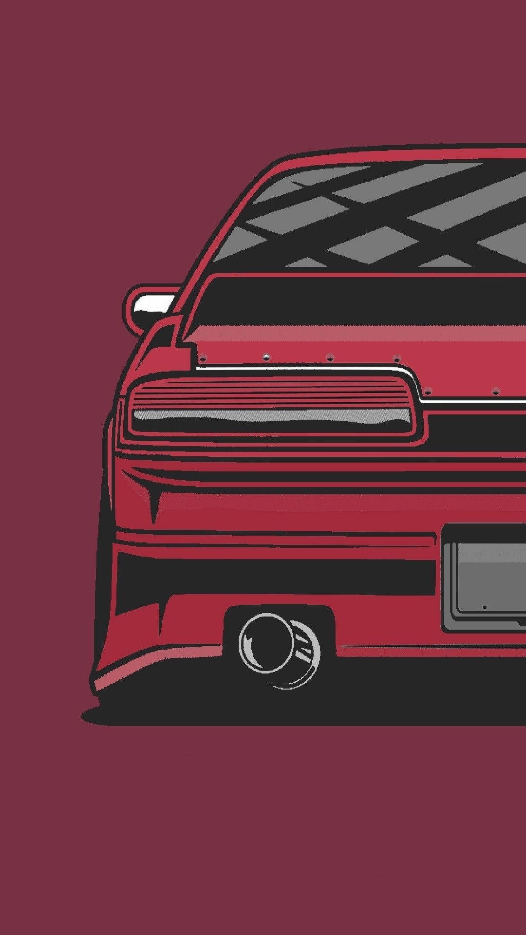 Download Red Jdm Car On Crimson Background Wallpaper