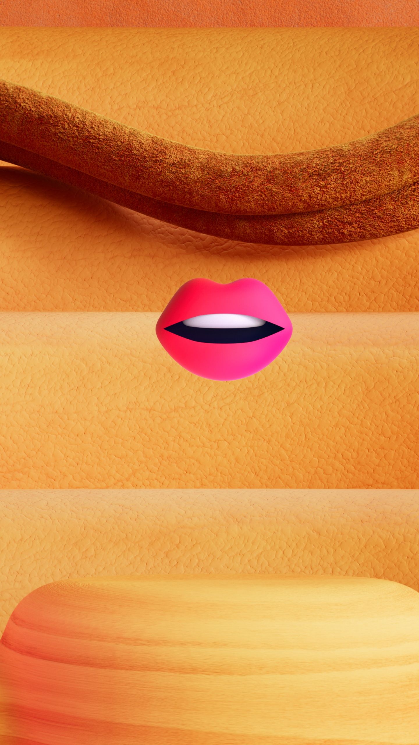 Emoji Wallpaper 4K, Eyes, Pink lips, Microsoft Design