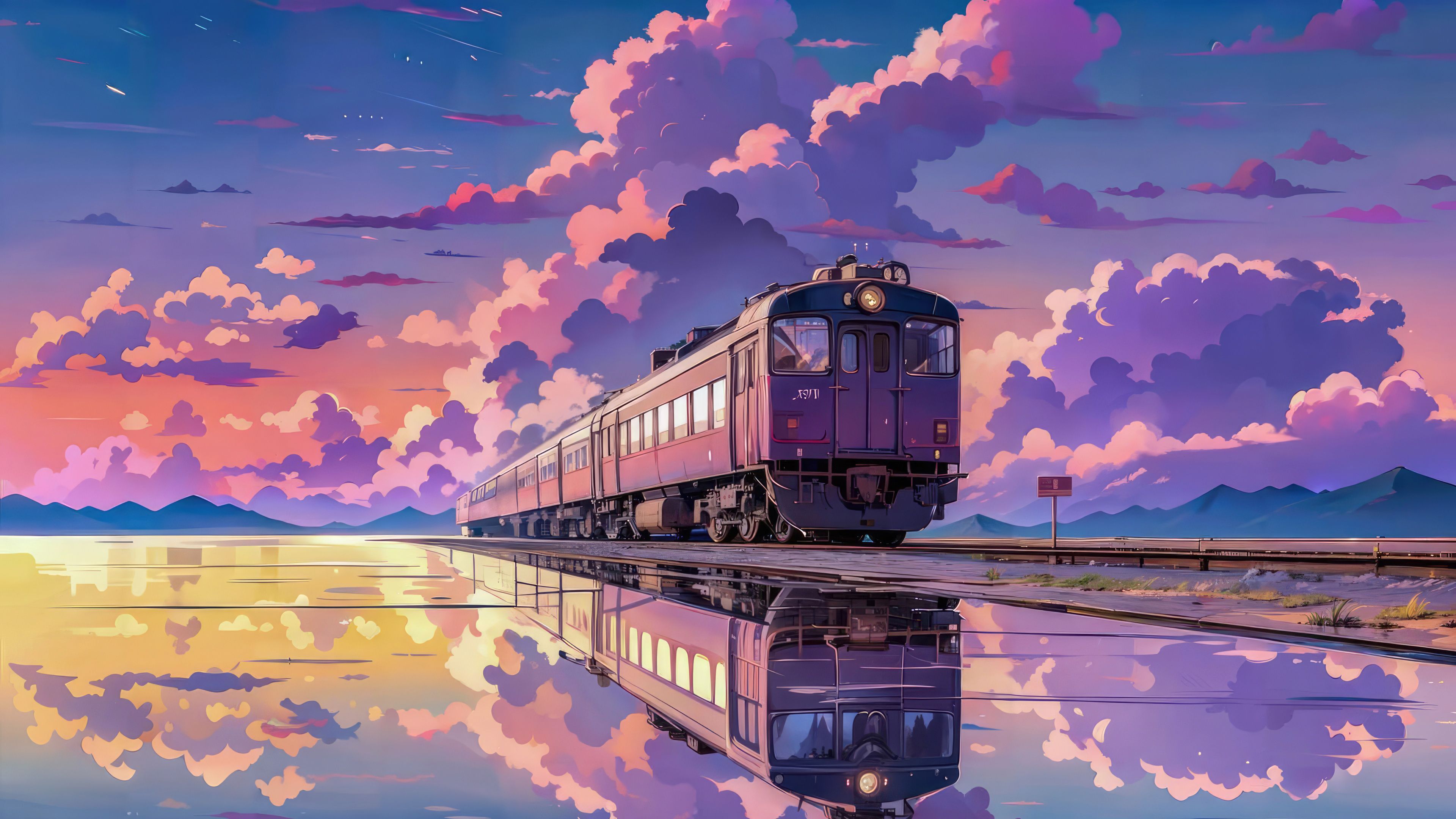 Purple Aesthetic Train 1440P Resolution HD 4k Wallpaper, Image, Background, Photo and Picture