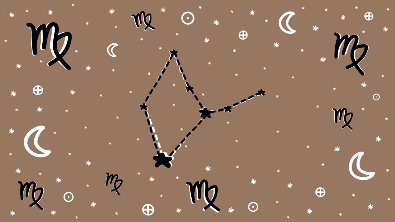 Premium stock video motion hand drawn animation of virgo zodiac sign symbol and constellation - Virgo