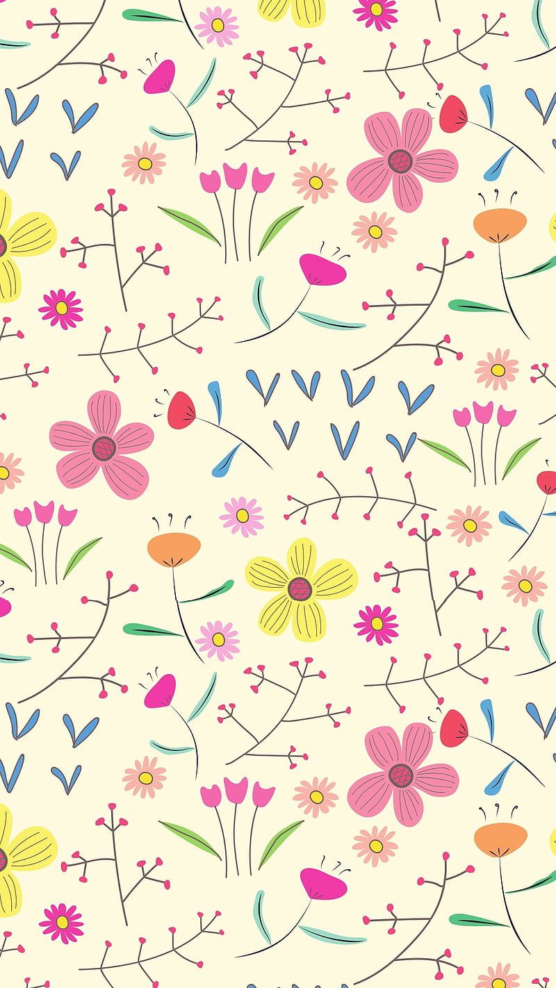 Cute Botanical Pattern, adorable beautiful, aesthetic secret garden, colorful trending, HD phone wallpaper