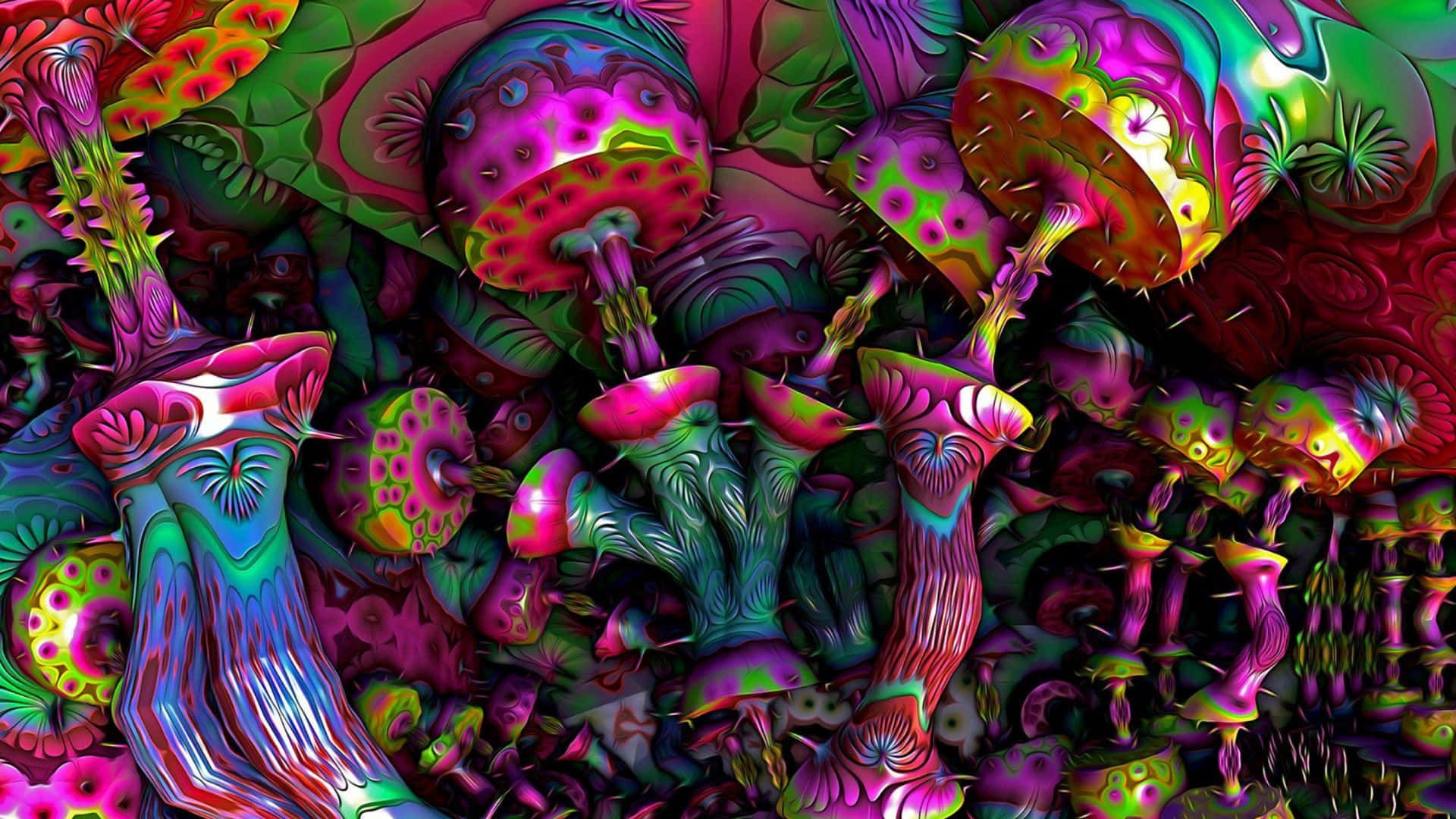 A colorful mushrooms wallpaper for your computer desktop - Psychedelic
