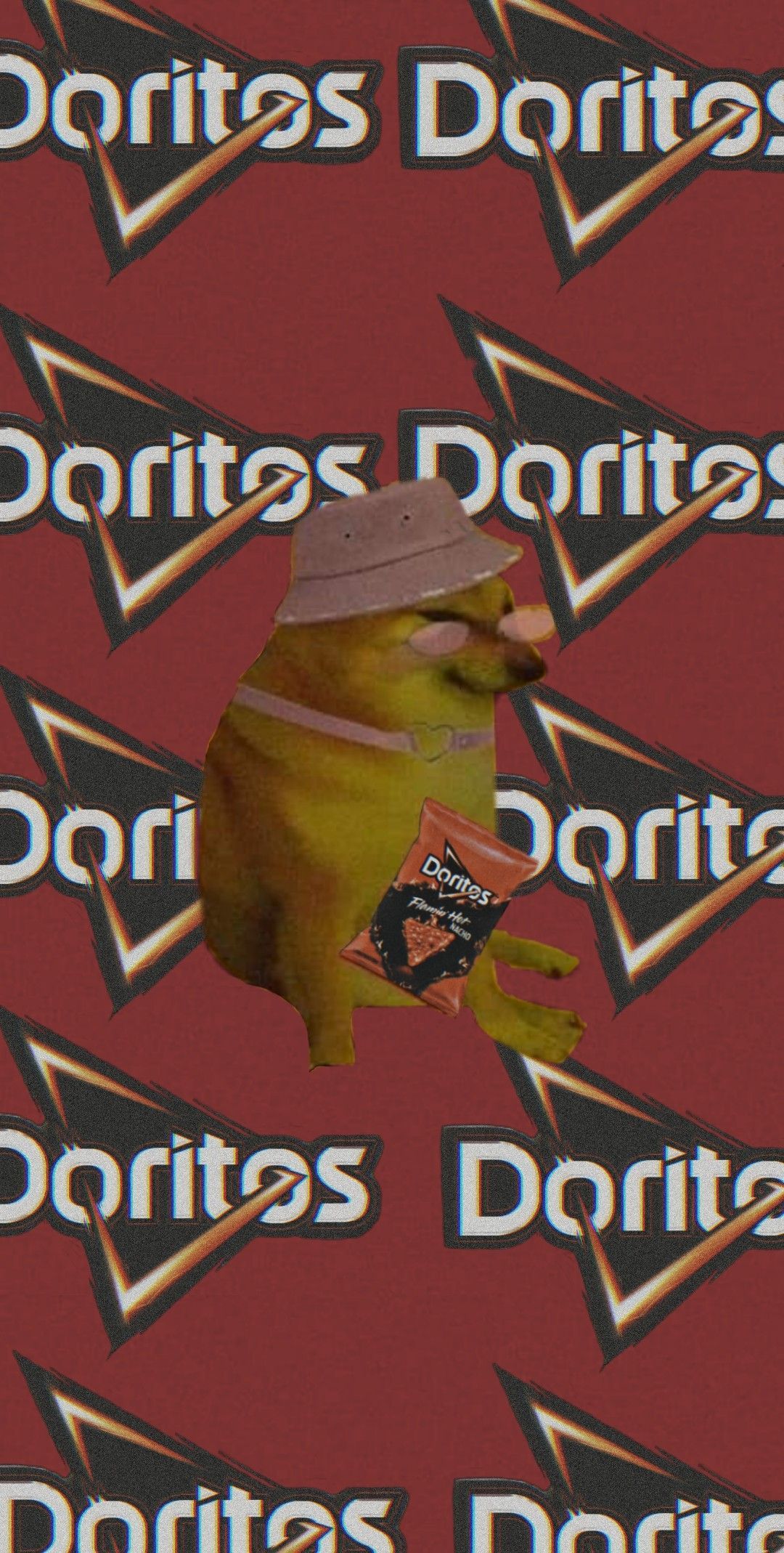 A phone wallpaper of a dinosaur eating a bag of Doritos. - Doritos