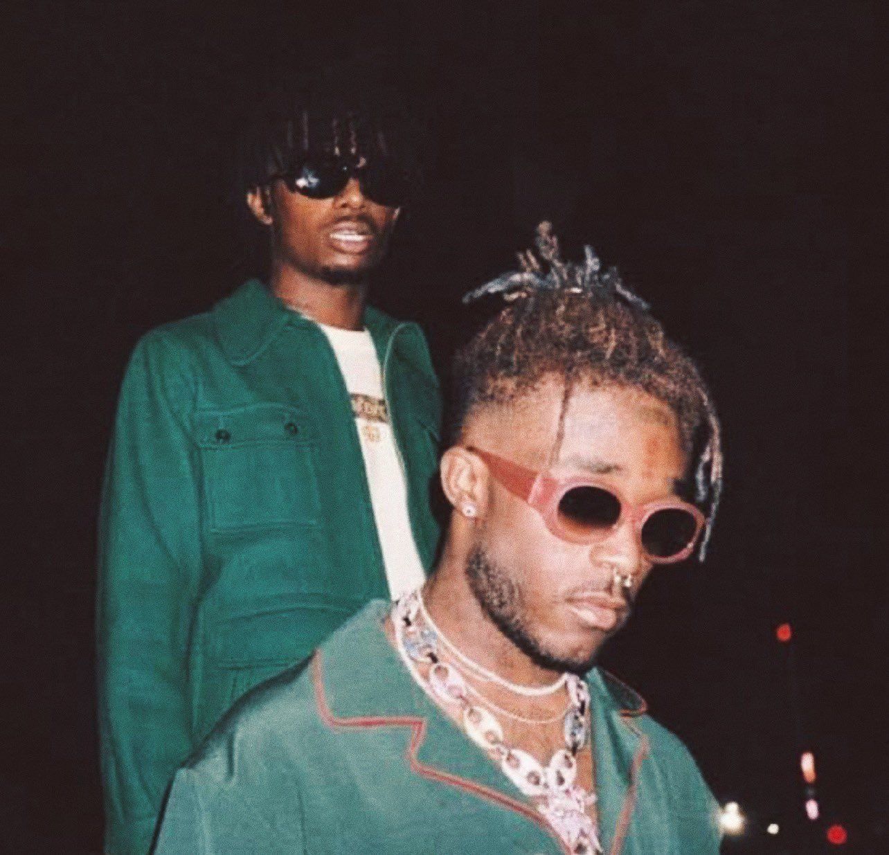 rap pics / vids Playboi Carti and Lil Uzi wearing sunglasses at night