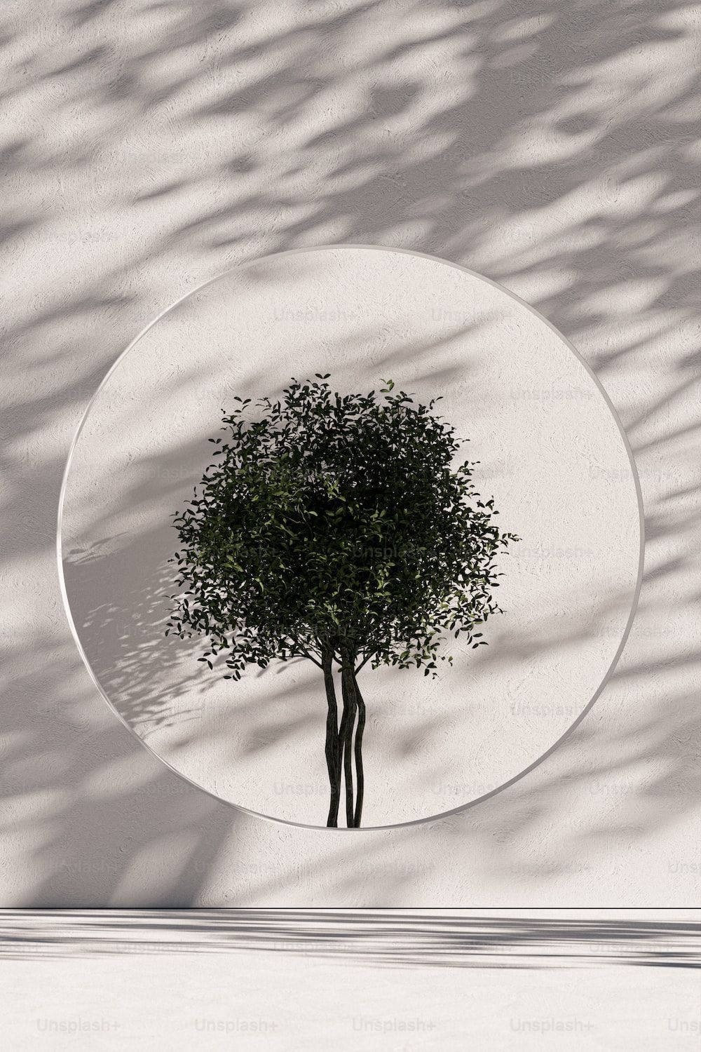 3D render of a tree with a circular frame - Android