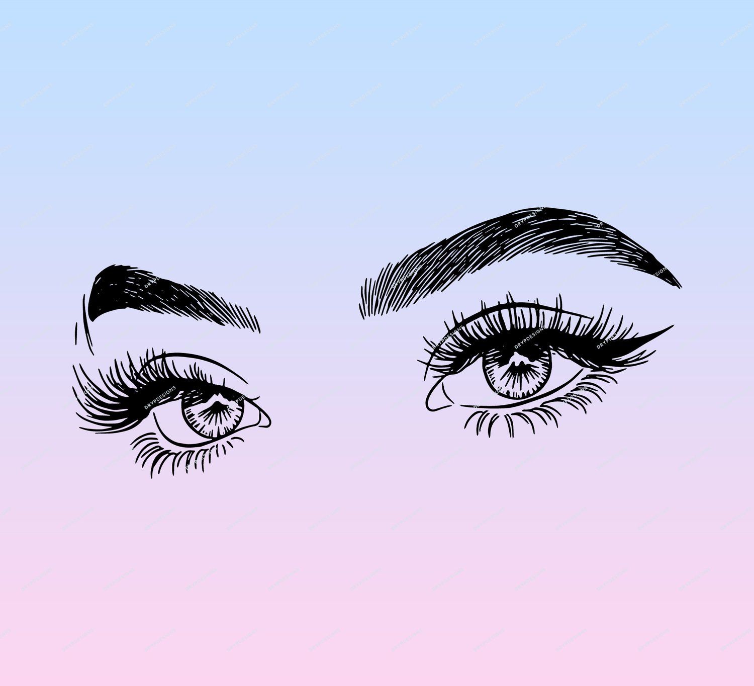 Cat Liner Eyelash Illustration SVG + PNG Graphic