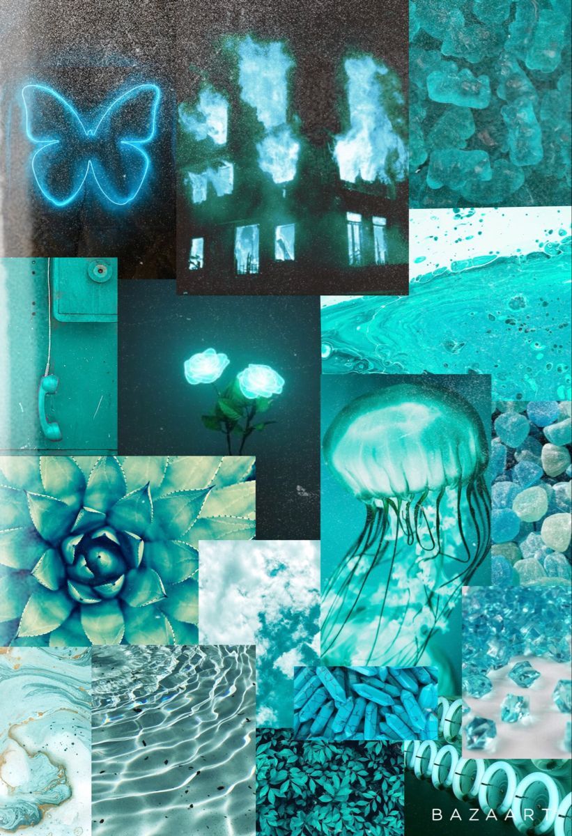 Teal Aesthetic. Collage background, Teal wallpaper iphone, Edgy wallpaper
