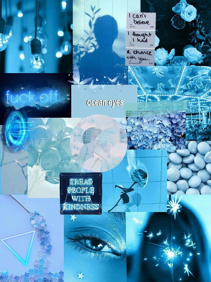 Aesthetic blue collage background for phone - Aqua