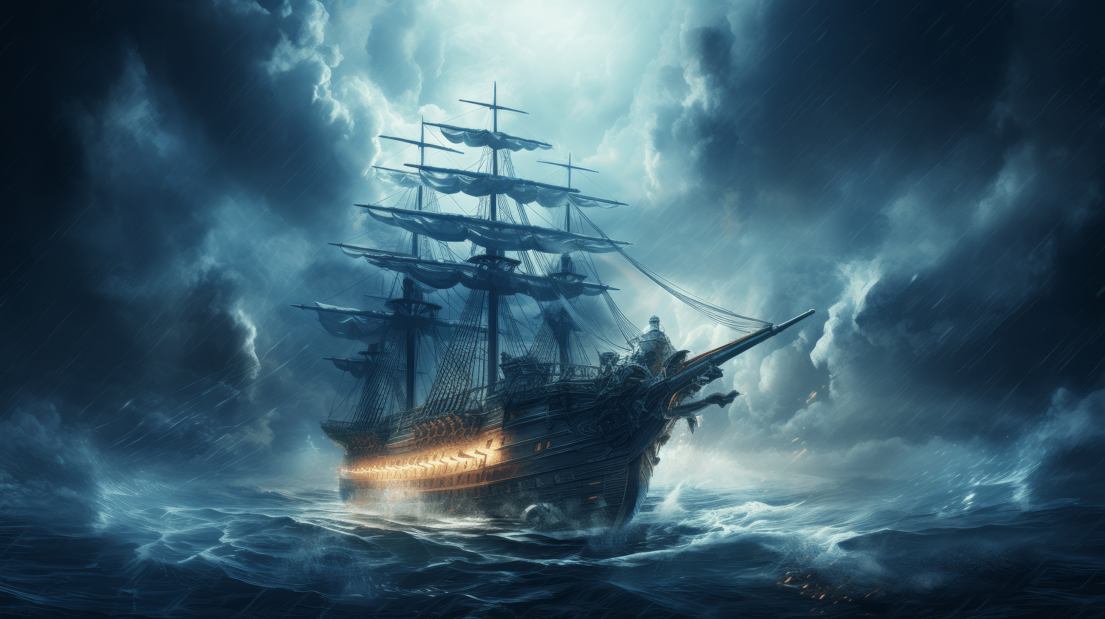 A ship sails through a stormy sea - Pirate