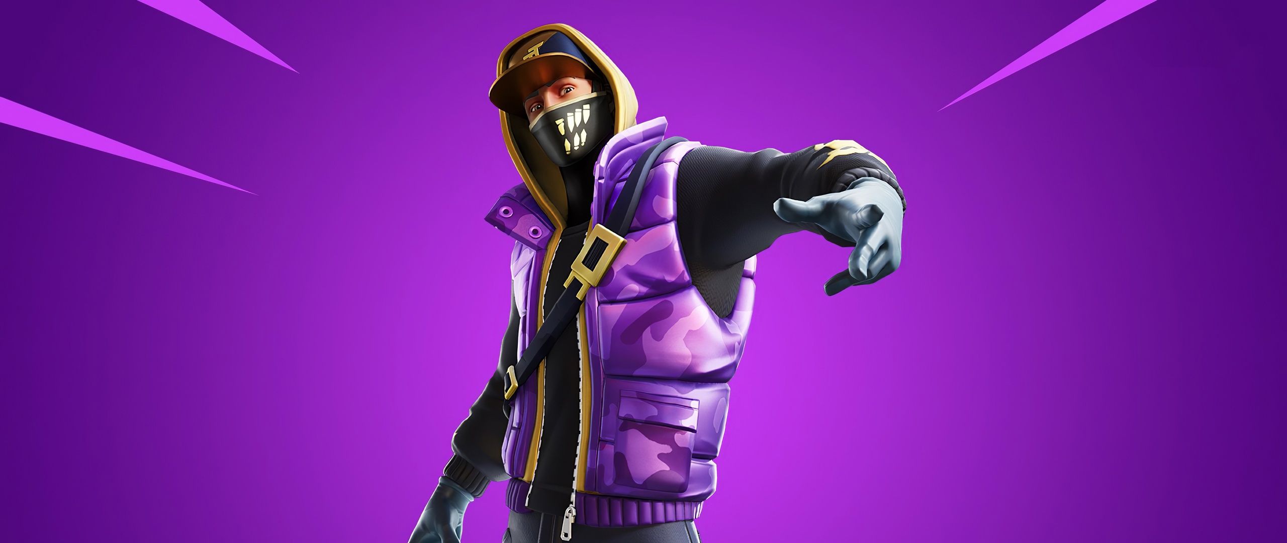 Fortnite character in a purple jacket with a hood - Fortnite