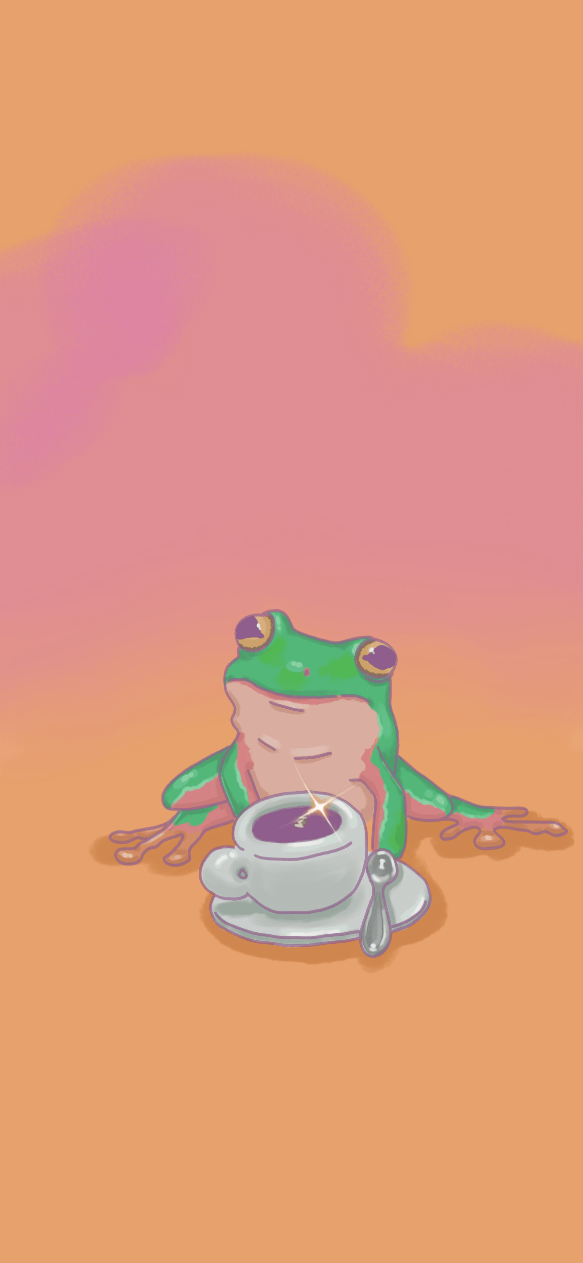 A frog sitting on top of some tea - Frog