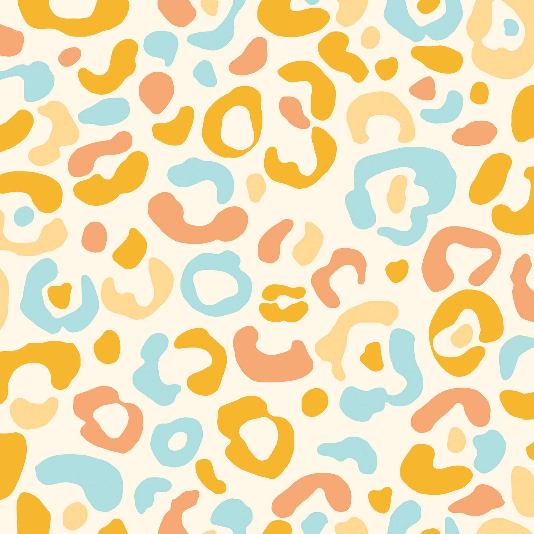 A repeating pattern of abstract leopard spots in pastel colors - Warm
