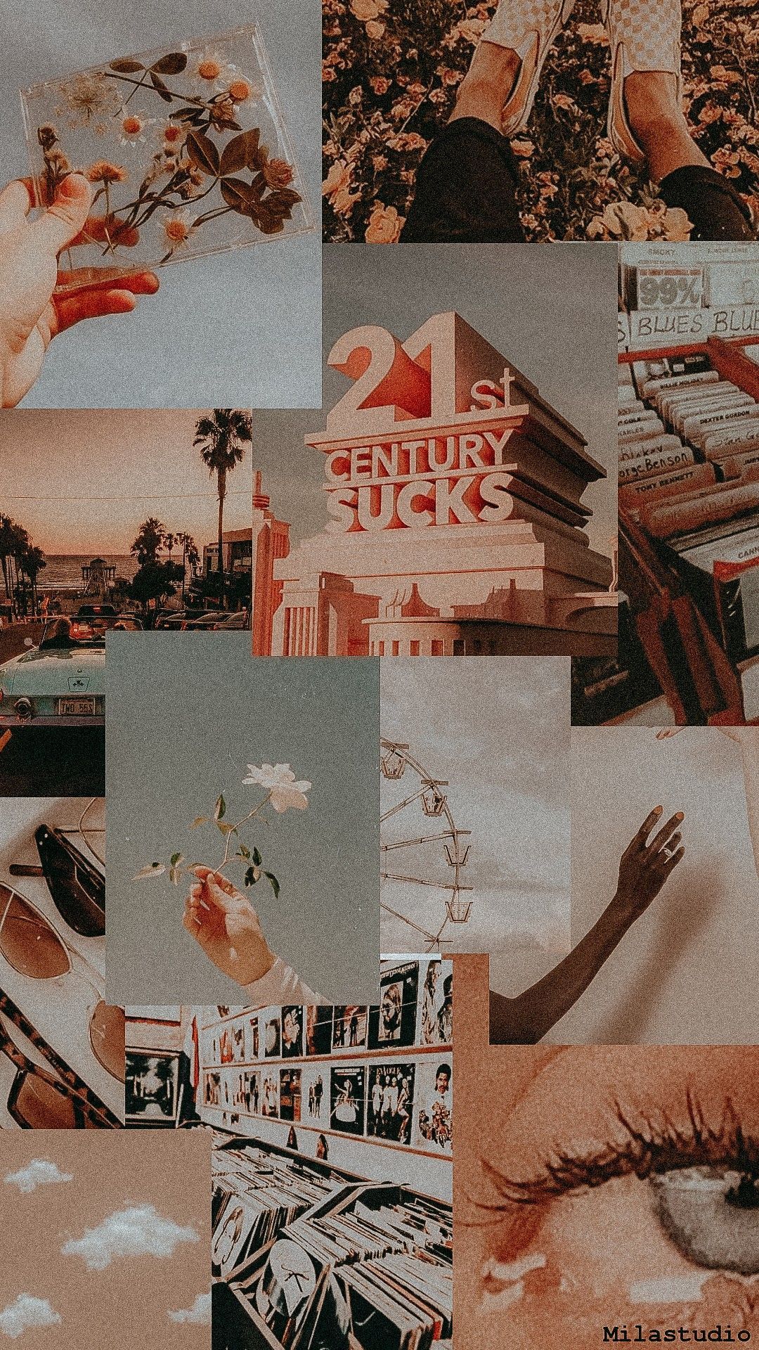 A collage of photos in a pink aesthetic. - Retro