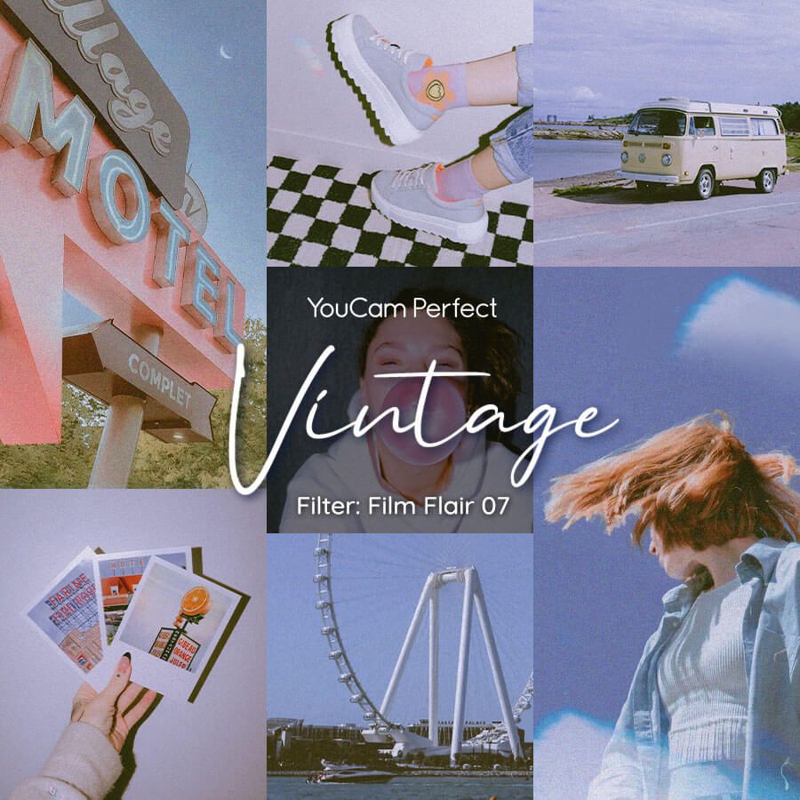 A collage of photos with the words vintage in the center - Retro