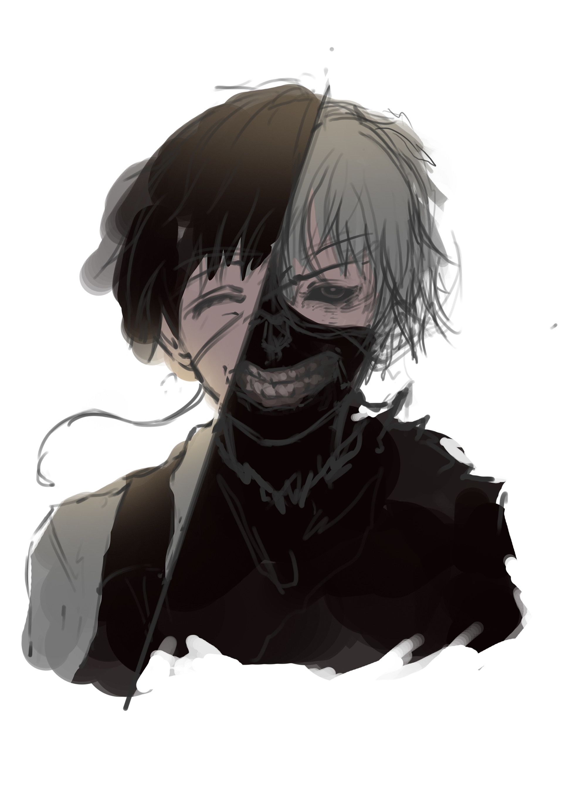 A half-human, half-dead man with a black face mask. - Tokyo Ghoul