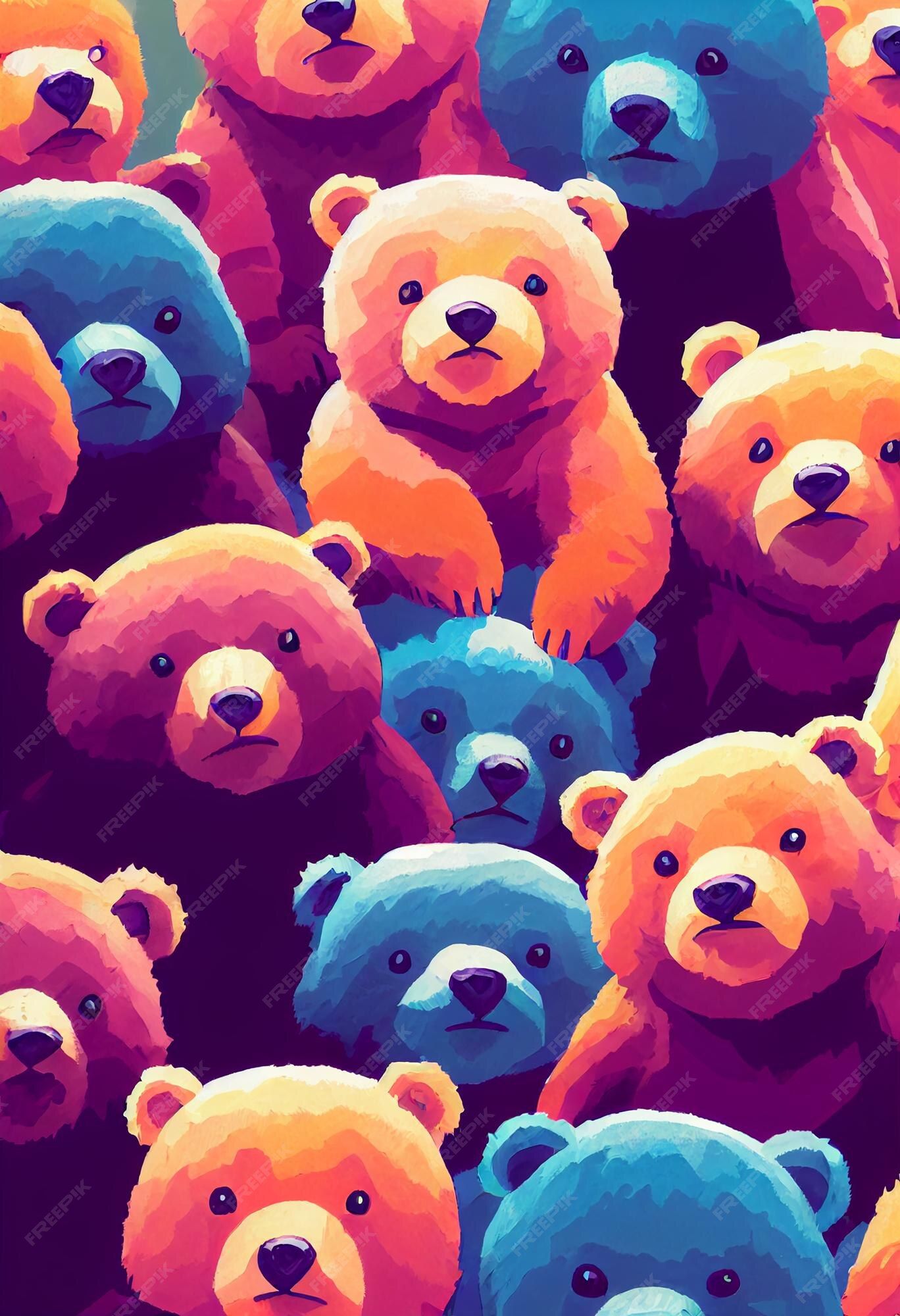 A pattern of colorful bears. - Teddy bear