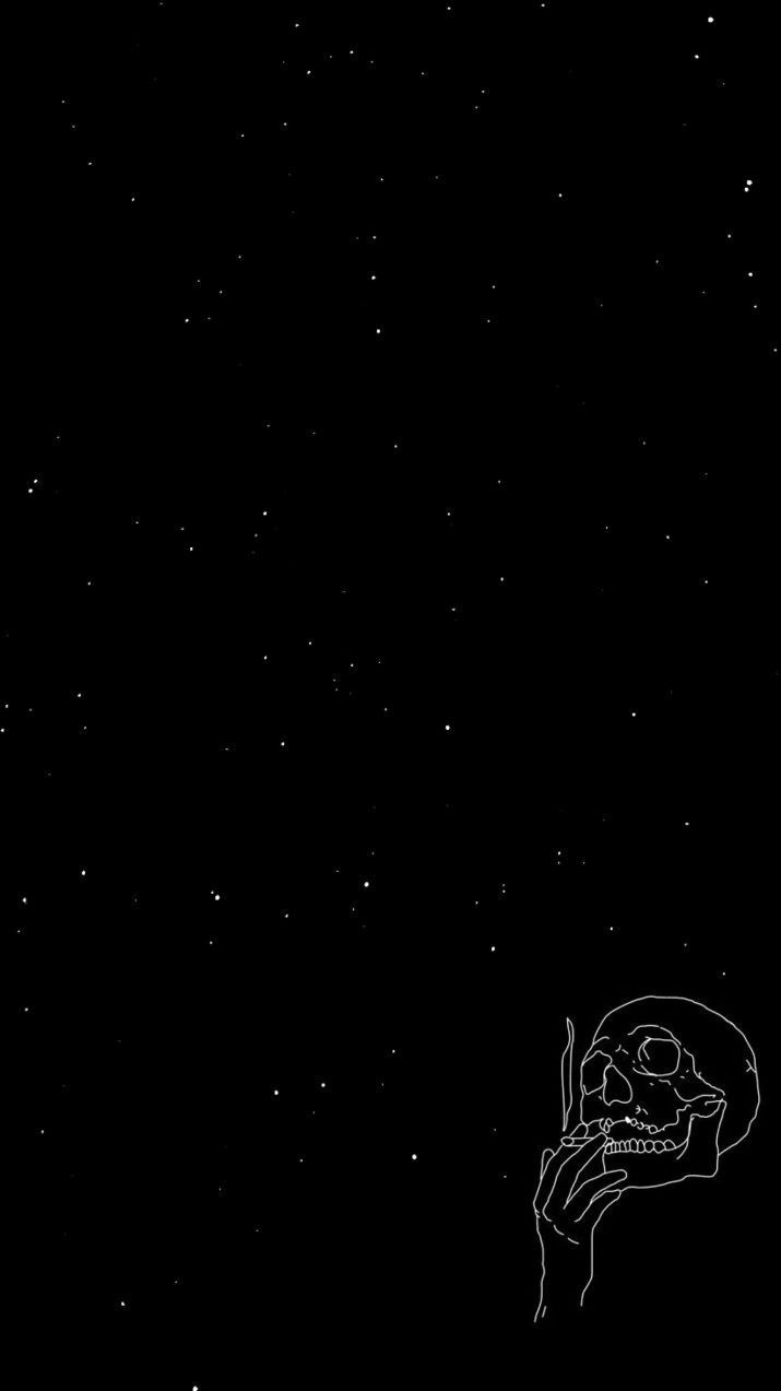Black background, skull, hand, white, stars, aesthetic, wallpaper - Black phone