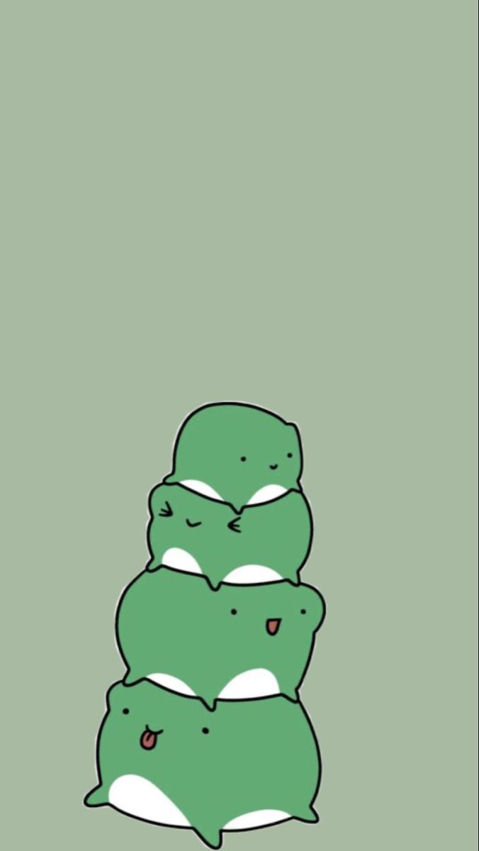 A green cartoon character is stacked on top of each other - Frog