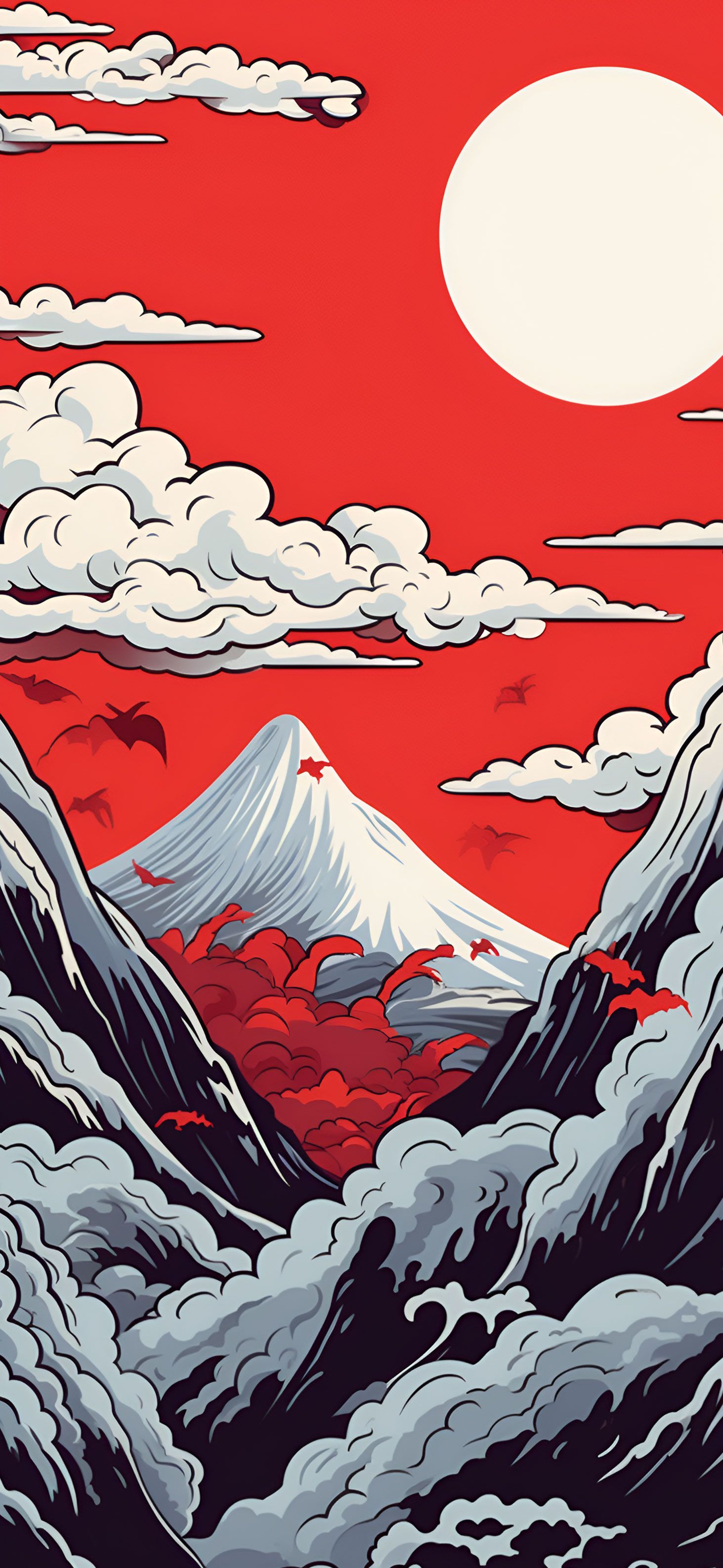 Mountains & Clouds Japanese Aesthetic Wallpaper for iPhone 4k