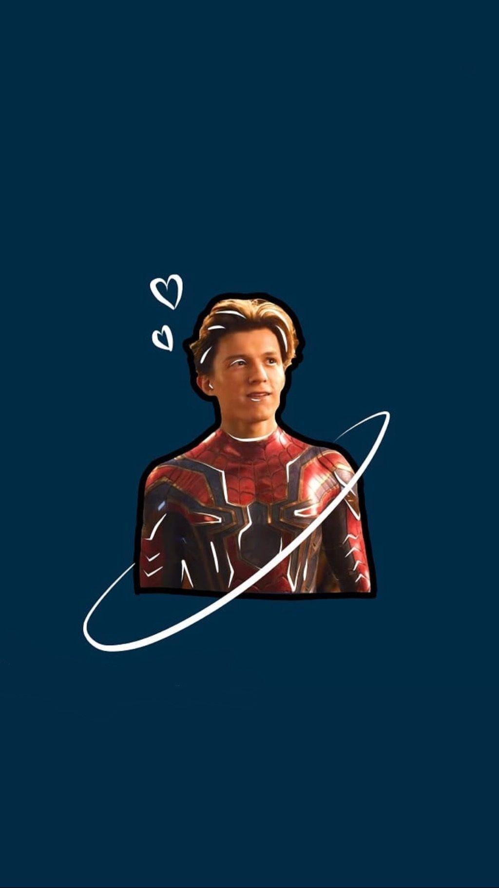 IPhone wallpaper of Tom Holland as Spiderman with a blue background - Tom Holland