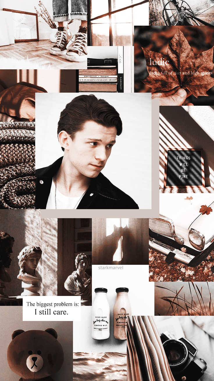 Aesthetic Tom Holland collage, with the biggest problem being I still care - Tom Holland