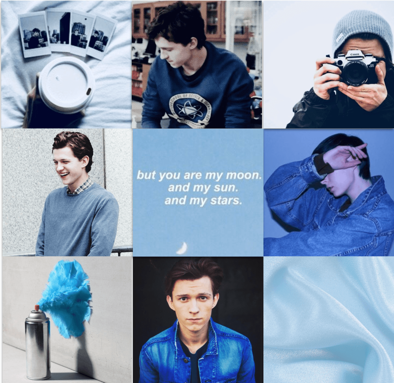 Tom Holland blue aesthetic with Tom as the center - Tom Holland