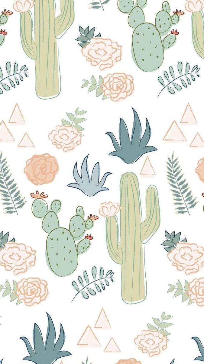 A cute pattern of cacti and succulents - Succulent
