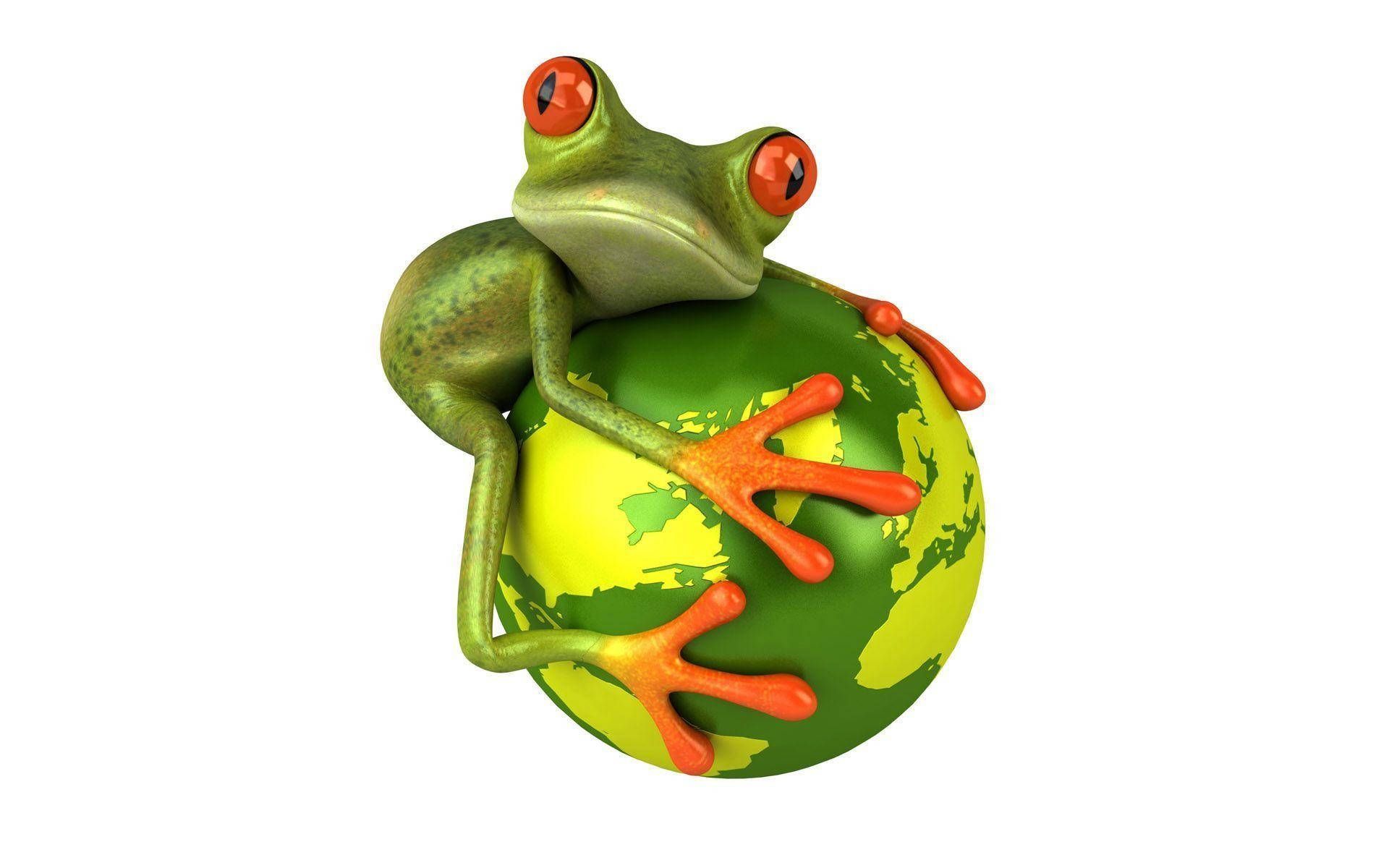 A frog sitting on top of a globe. - Frog