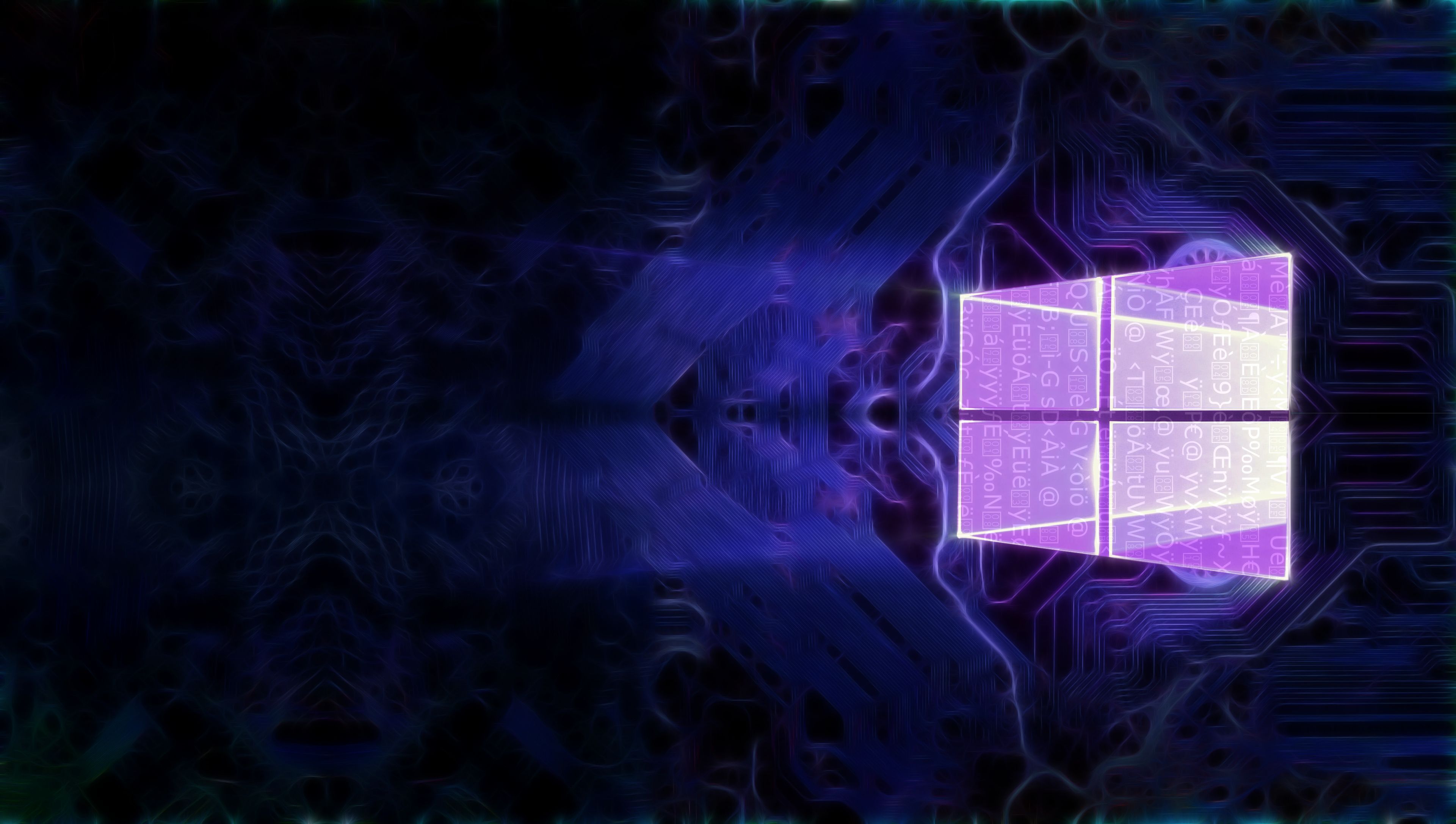 A purple and blue Windows logo on a dark background - Windows 10