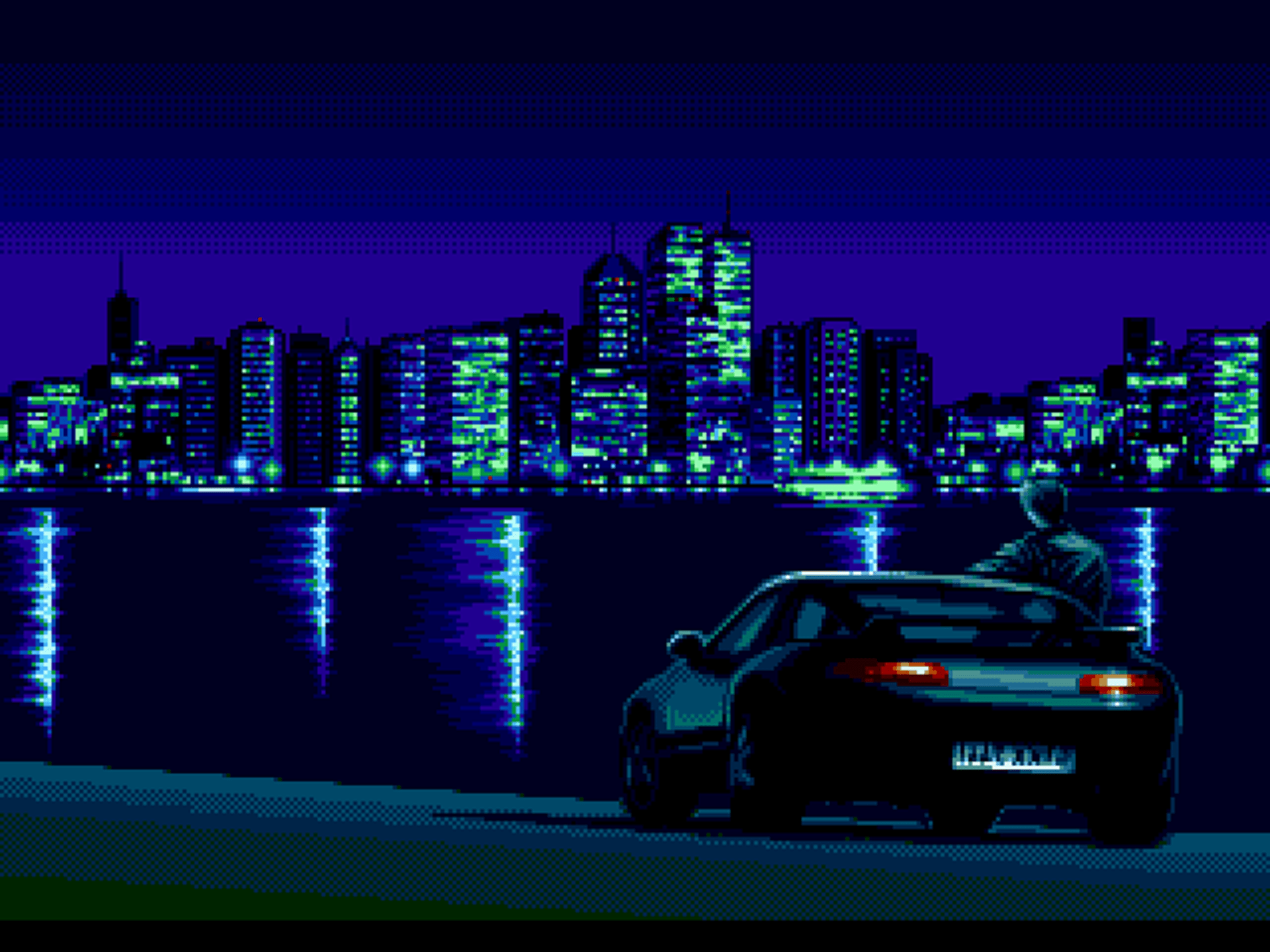 Pixel City With Car x 1440