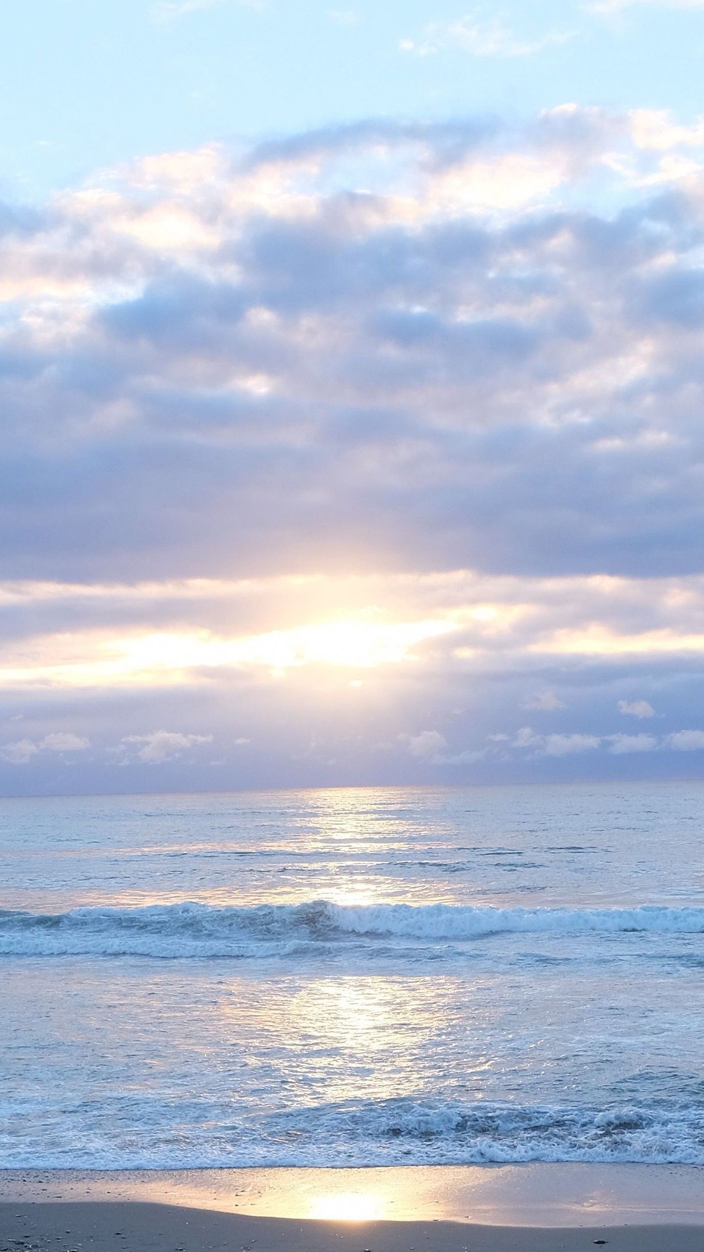 Ocean Waves Beach Sand Under White Clouds Blue Sky During Sunrise 4K HD Nature Wallpaper