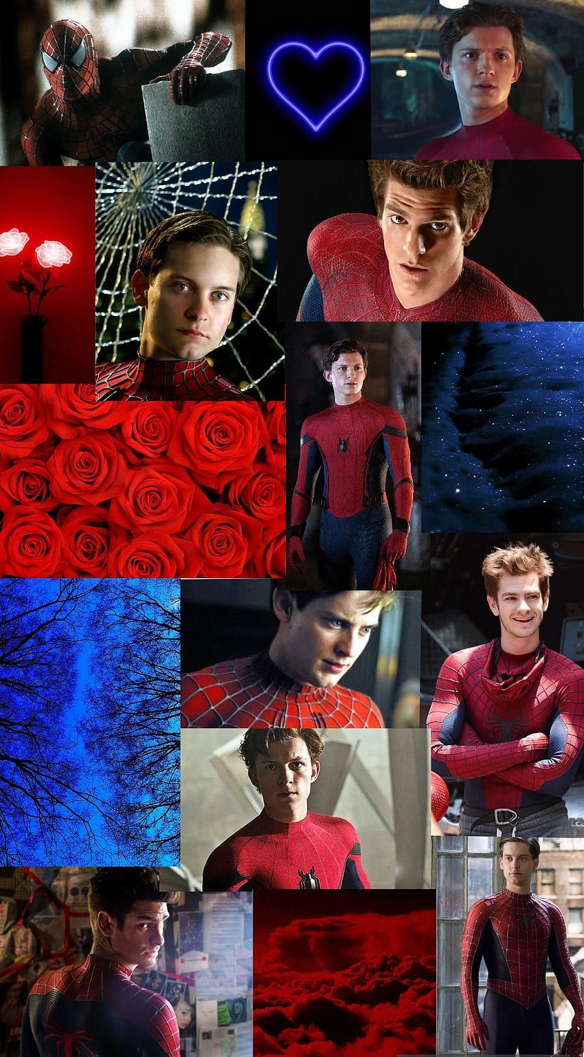 Spiderman, Andrew garfield, Red, Red aesthetic, Toby maguire, Blue, Spider, Tom Holland, Peter Parker HD phone wallpaper