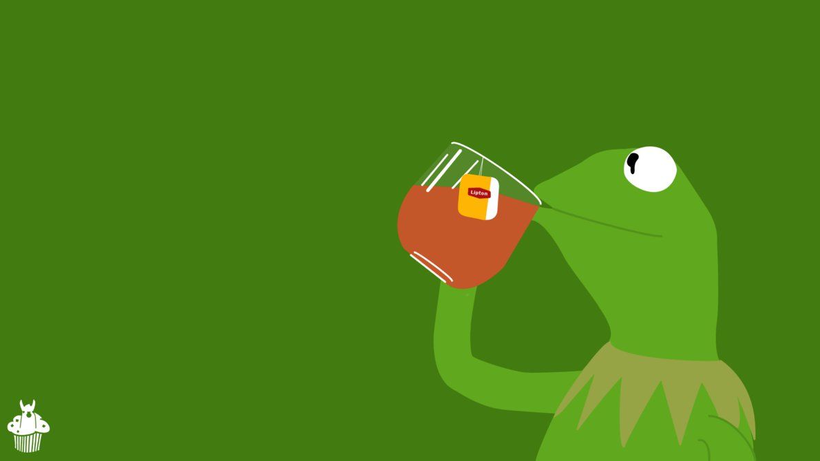 The muppet kermit drinking a cup of tea - Frog
