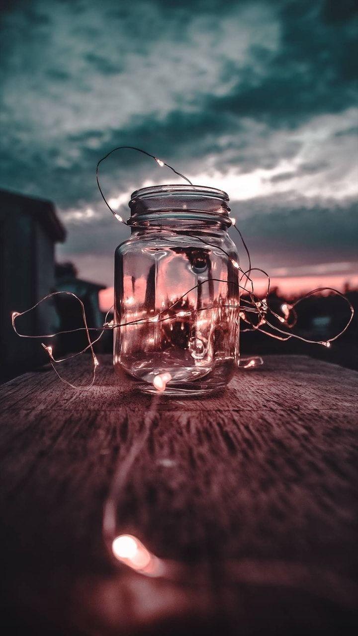 A jar with fairy lights in it - Fairy lights