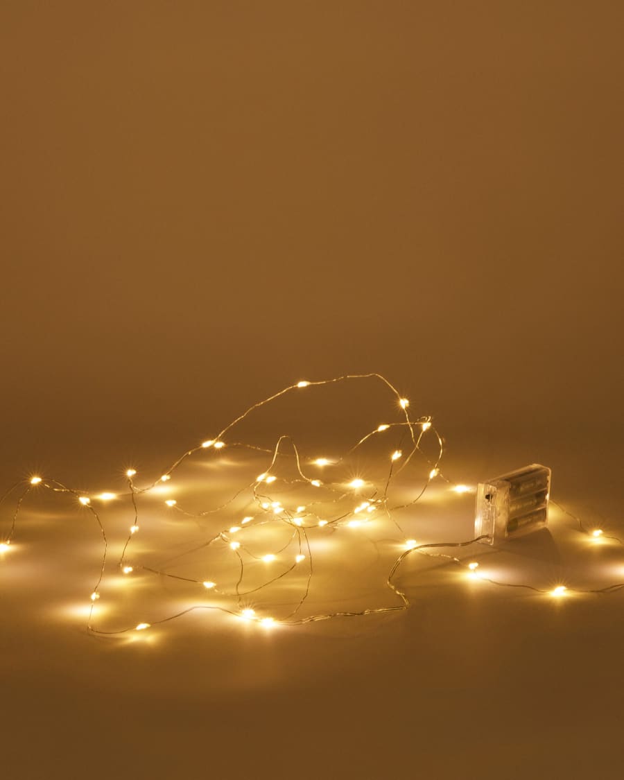 Warm white micro LED lights on a silver cable - Fairy lights