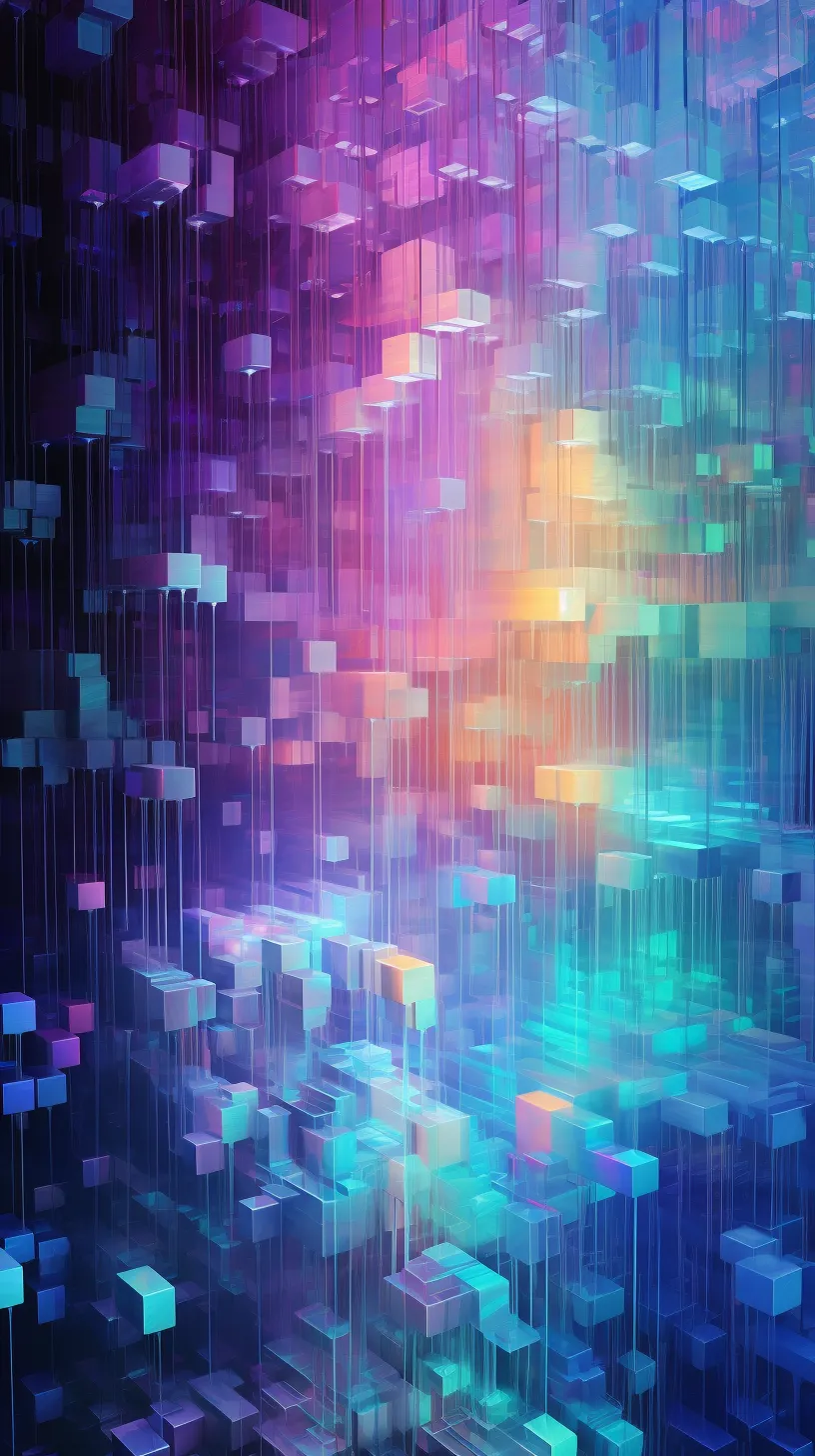 An abstract image of glowing cubes - 3D, glitch