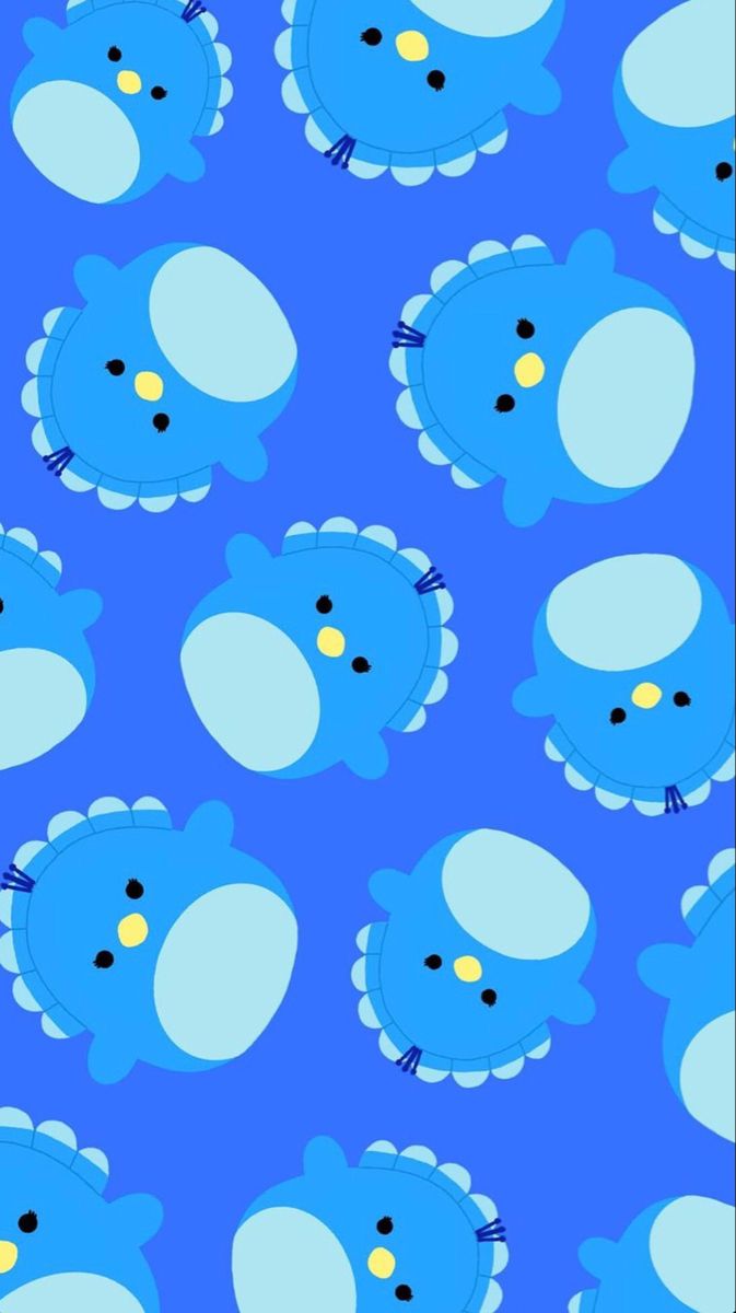 Blue background with blue and yellow cartoon fish - Peacock